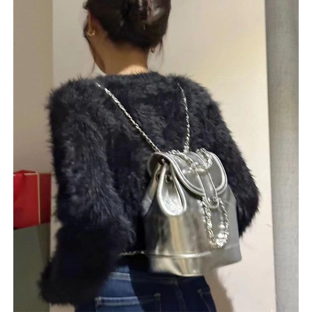 Korean Trendy Oil Wax Leather Schoolbags Ins PU Leather Backpacks Chain Backpack Autumn срібний
Korean Trendy Oil Wax Leather Schoolbags Ins PU Leather Backpacks Chain Backpack Autumn срібний