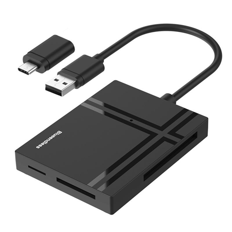 5-in-1 USB 3.0 Type-C OTG Card Reader: CF/SD/TF/MS/M2 Hub
5-in-1 USB 3.0 Type-C OTG Card Reader: CF/SD/TF/MS/M2 Hub