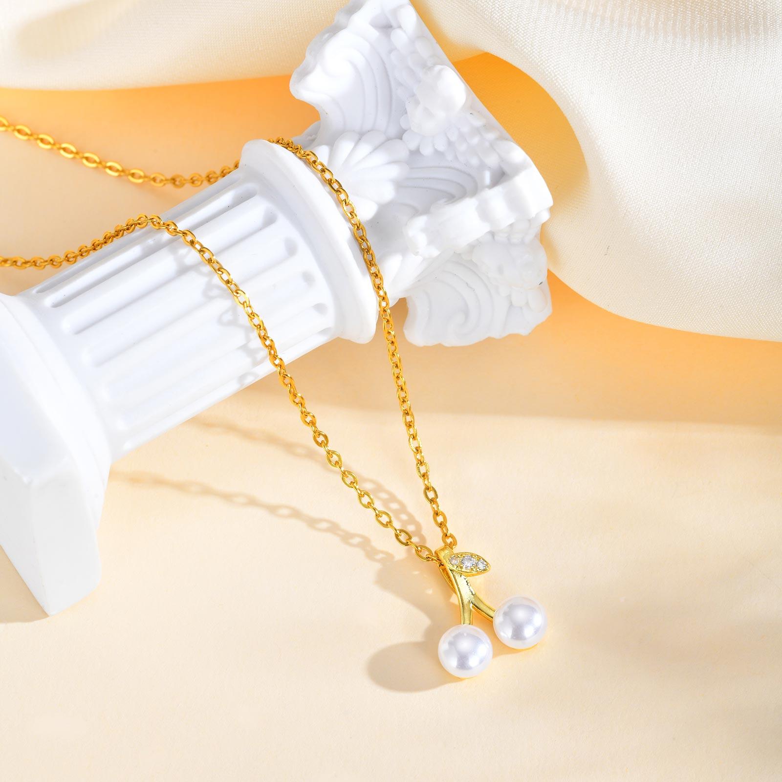 Copper Imitation Pearl Cherry Pendant Necklace with Zircon,Trendy Dainty Stainless Steel Chain Necklace Luxury Jewelry for Women 45cm
Copper Imitation Pearl Cherry Pendant Necklace with Zircon,Trendy Dainty Stainless Steel Chain Necklace Luxury Jewelry for Women 45cm