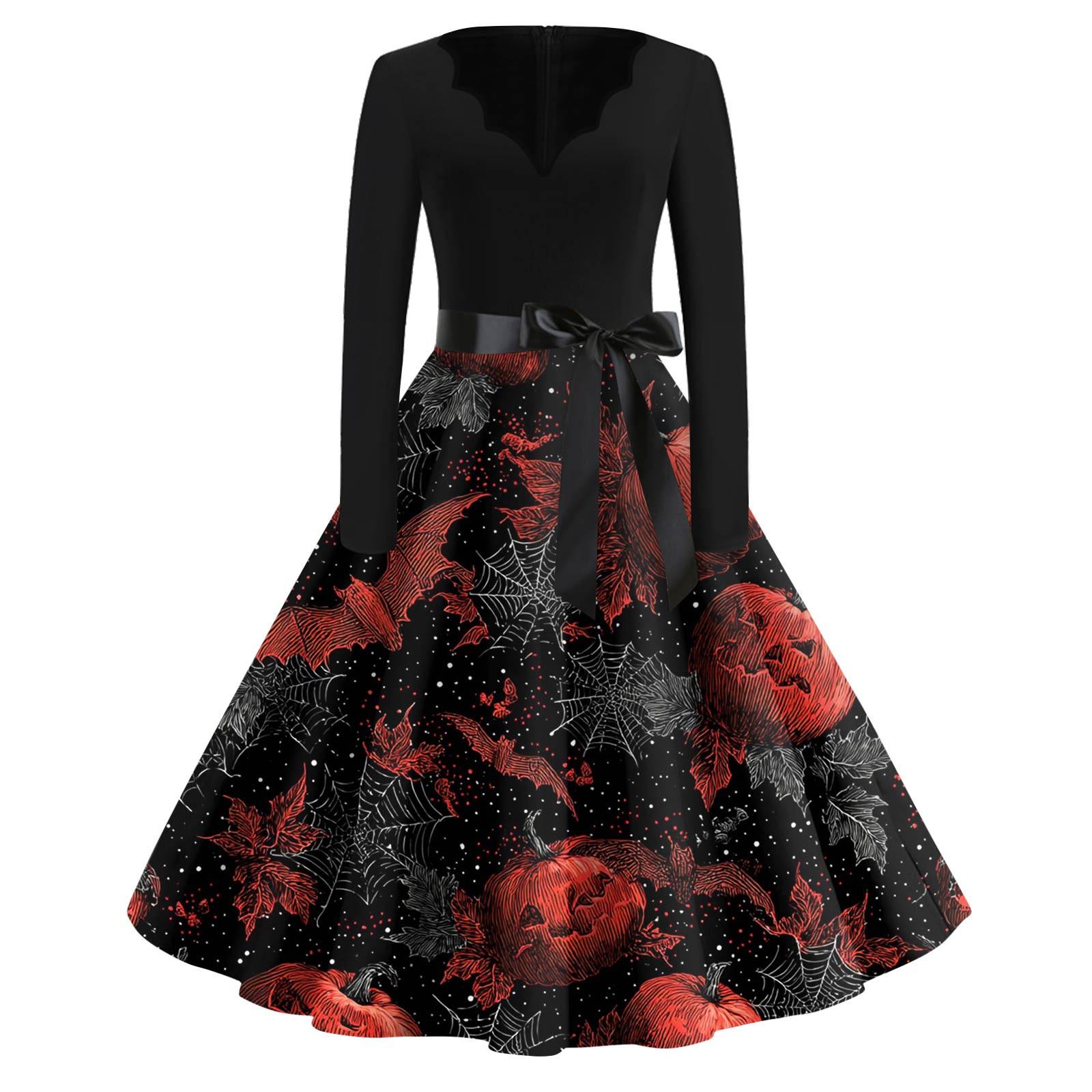 Женская мода с v-образным вырезом, повседневные тонкие платья с длинными рукавами и принтом на Хэллоуин XXXL шафрановый
Женская мода с v-образным вырезом, повседневные тонкие платья с длинными рукавами и принтом на Хэллоуин XXXL шафрановый