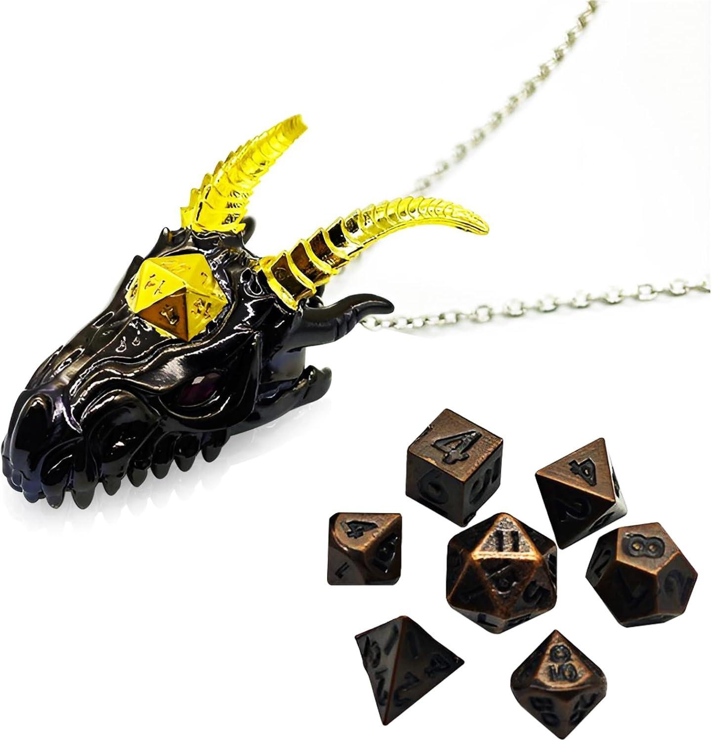 Ожерелье с драконом для набора игральных костей DND, 7-в-1 игральные кости Dragon Metallic D&D с подарочным футляром для игры Dungeons and Dragon, настольной ролевой игры RPG, подарки 5.2*2.7cm медный
Ожерелье с драконом для набора игральных костей DND, 7-в-1 игральные кости Dragon Metallic D&D с подарочным футляром для игры Dungeons and Dragon, настольной ролевой игры RPG, подарки 5.2*2.7cm медный