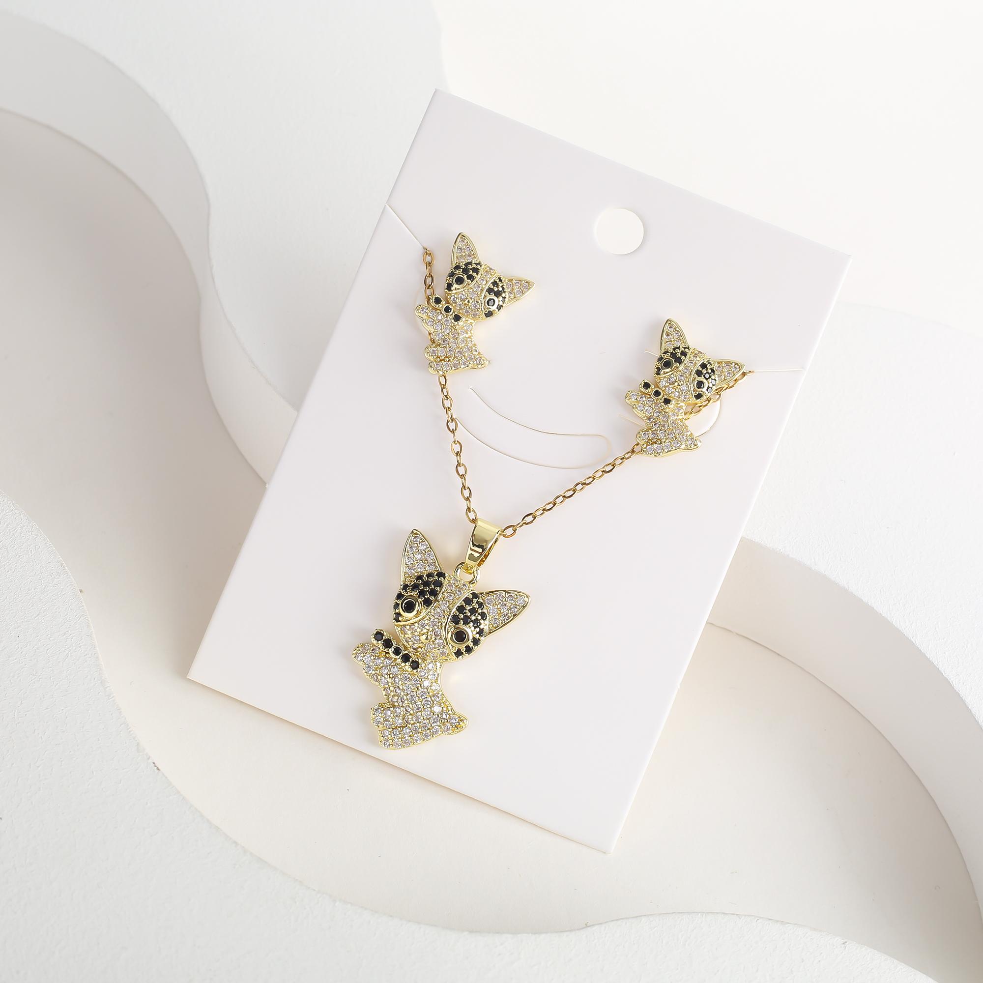 New Cute Zirconia Animal Bear Dolphin Leopard Dog Pendant Necklace Set Girls Anti-Allergy Earrings Holiday Party Gift Wholesale
New Cute Zirconia Animal Bear Dolphin Leopard Dog Pendant Necklace Set Girls Anti-Allergy Earrings Holiday Party Gift Wholesale