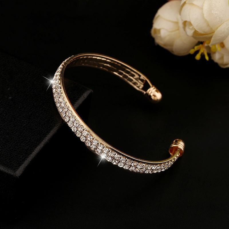 Simplicity Luxury Golded Silvery Double Drain Women Bangle Fashion Jewelry Open Rhinestone Bracelet Crystal
Simplicity Luxury Golded Silvery Double Drain Women Bangle Fashion Jewelry Open Rhinestone Bracelet Crystal