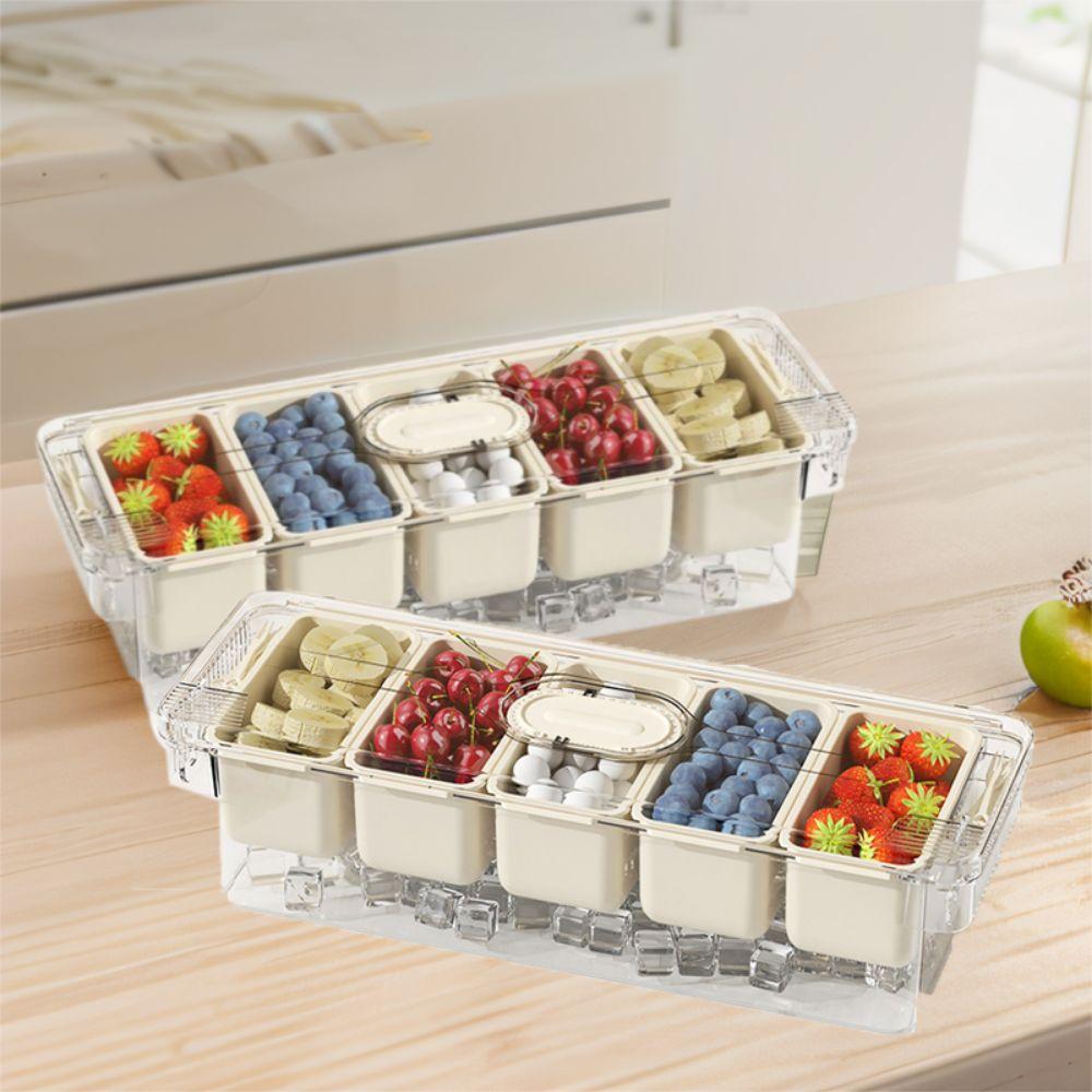 Keeping Fresh Fruit Plate Server 5 Grids Condiment Container Ice Chilled Tray Platter for Home Style A
Keeping Fresh Fruit Plate Server 5 Grids Condiment Container Ice Chilled Tray Platter for Home Style A