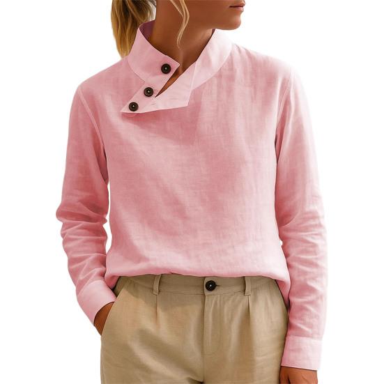 Women Tops Stand Collar Bevel Button Neckline Long Sleeve Pullover Tops Solid Color Loose Fit Casual Tops Work Party Daily Wear 2XL рожевий
Women Tops Stand Collar Bevel Button Neckline Long Sleeve Pullover Tops Solid Color Loose Fit Casual Tops Work Party Daily Wear 2XL рожевий