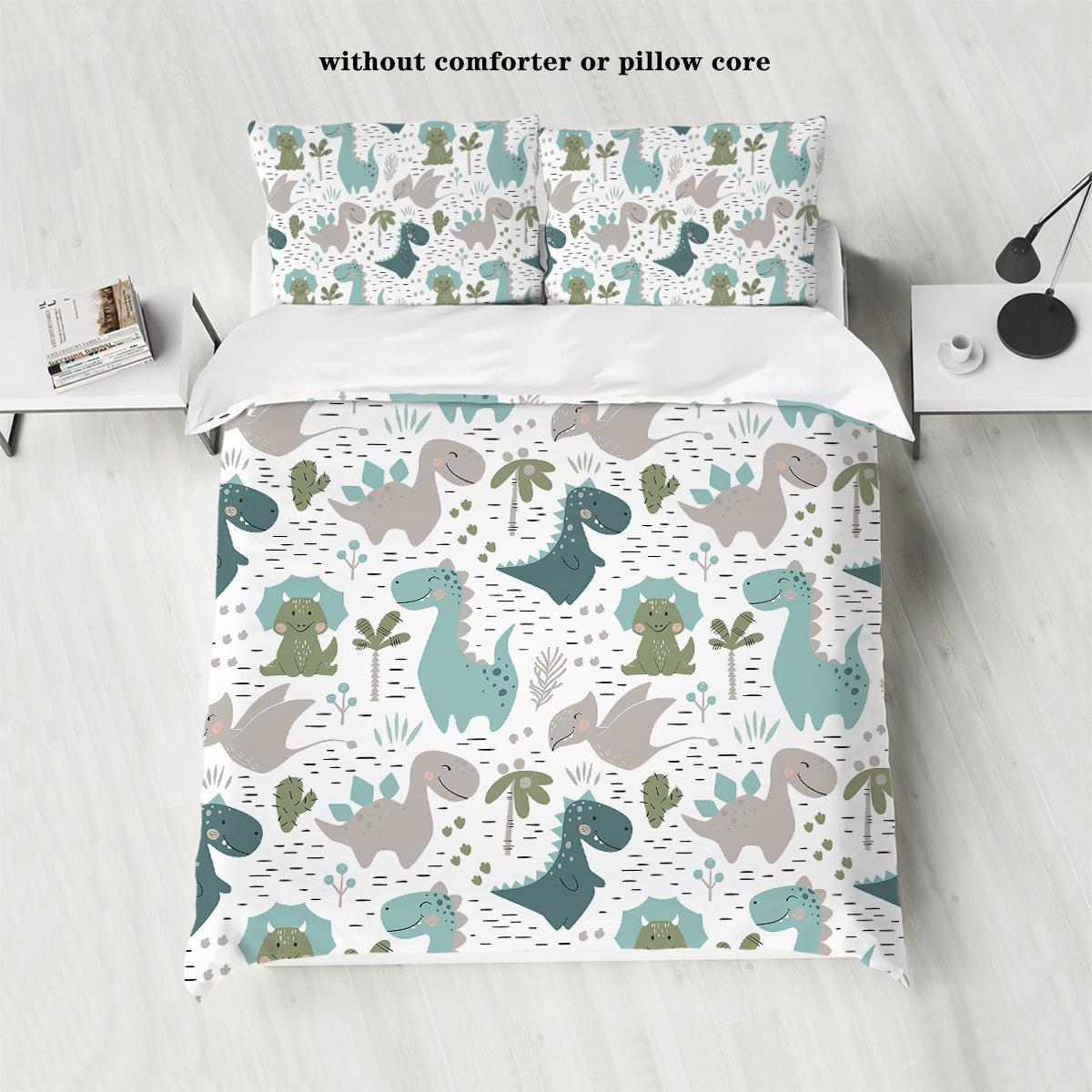 Набор из трех предметов с динозаврами, Постельное белье, Пододеяльник, Простыня, Наматрасник Набор из четырех предметов 135x200cm