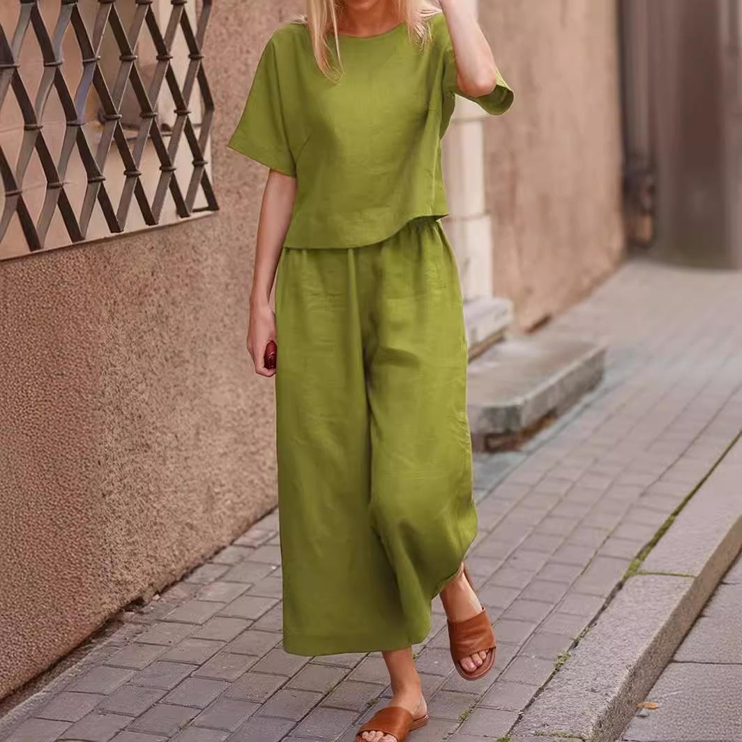 Plus Size Loose Temperament Casual Short Sleeve Set - Age-Reducing Solid Color Spring/Summer Fashion. Large (L) темно-зелений колір
Plus Size Loose Temperament Casual Short Sleeve Set - Age-Reducing Solid Color Spring/Summer Fashion. Large (L) темно-зелений колір
