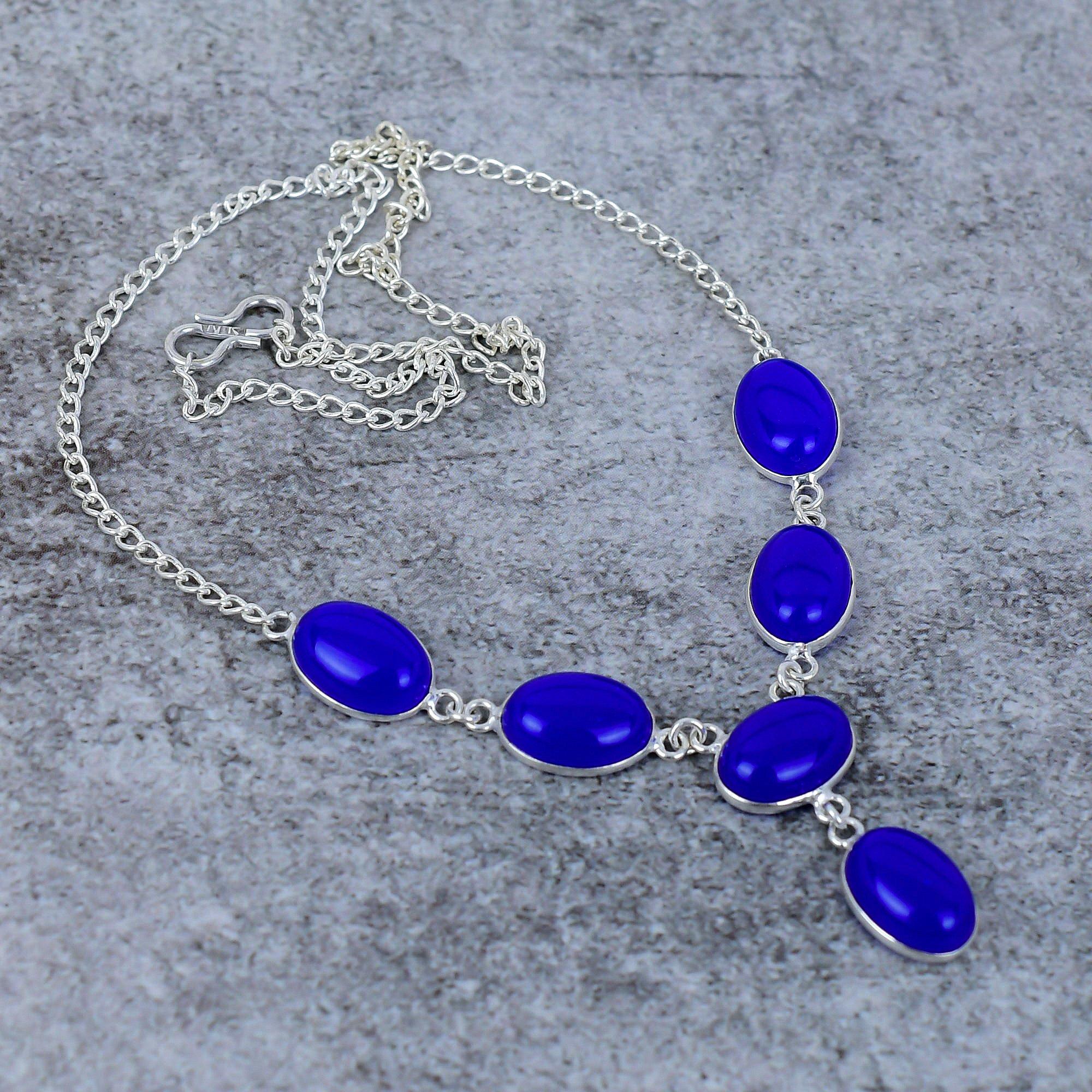 Blue Chalcedony Gemstone Handmade 925 Sterling Silver Jewelry Necklace 18 M-404
Blue Chalcedony Gemstone Handmade 925 Sterling Silver Jewelry Necklace 18 M-404