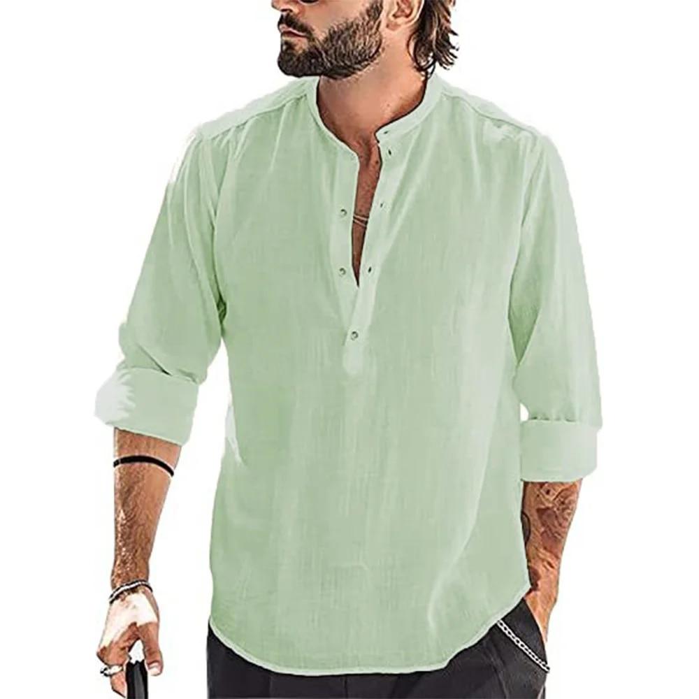 2026 Men Buttons Stand Collar Blouse Cotton Linen Shirt Loose Tops Long Sleeve Tee Shirt Spring Autumn Men s Shirts M зелёный
2026 Men Buttons Stand Collar Blouse Cotton Linen Shirt Loose Tops Long Sleeve Tee Shirt Spring Autumn Men s Shirts M зелёный