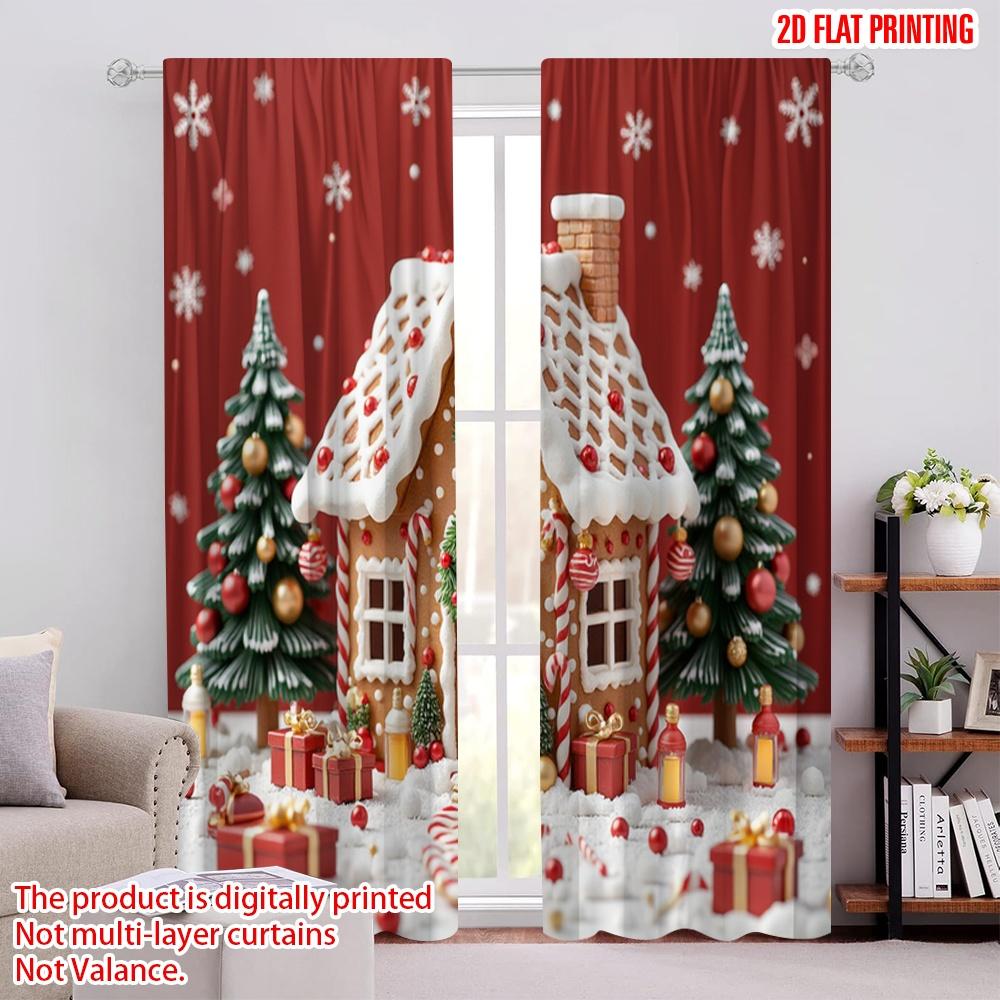 Set Of 2 Flat Printing Christmas Curtains Versatile Polyester Fabric Without Electricity Holiday Decorations Use Curtain W100*H70(CM)-Hooks&1PCS
Set Of 2 Flat Printing Christmas Curtains Versatile Polyester Fabric Without Electricity Holiday Decorations Use Curtain W100*H70(CM)-Hooks&1PCS