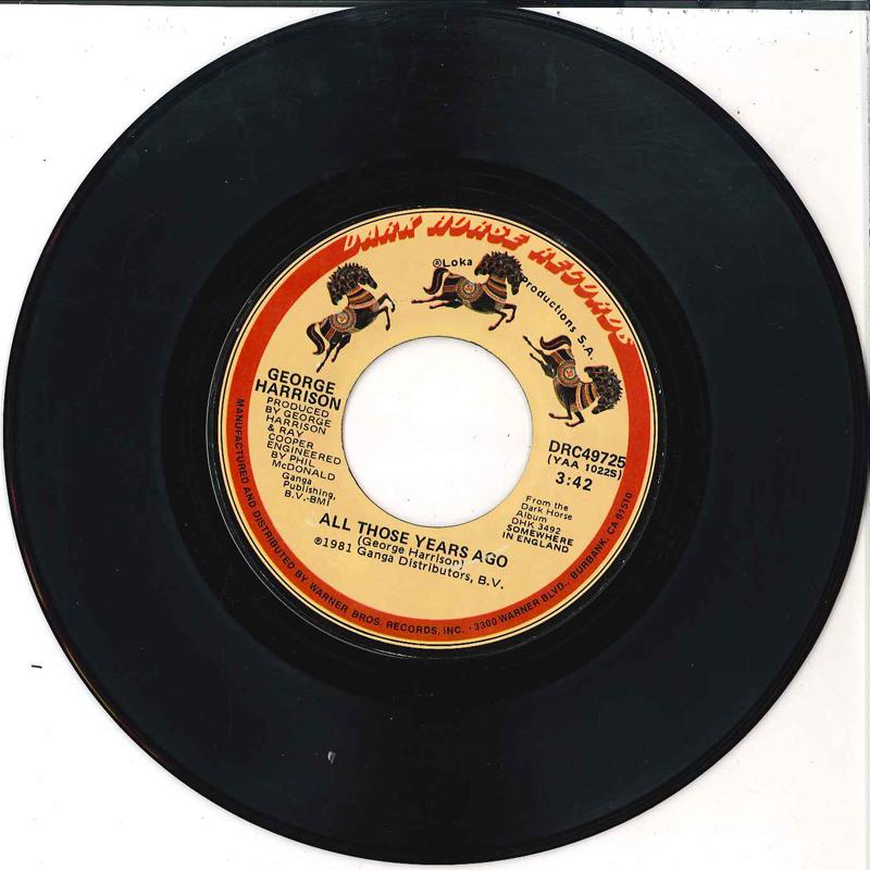 7inch Record GEORGE HARRISON - Writing s On The Wall / All Those Y DRC49725 DARK HORSE 1981 US Rock Used
7inch Record GEORGE HARRISON - Writing s On The Wall / All Those Y DRC49725 DARK HORSE 1981 US Rock Used
