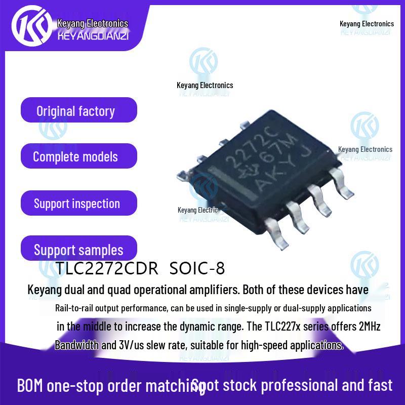 TLC2272CDR SOIC-8 Dual Low-Noise Rail-to-Rail Op Amp IC Chip
TLC2272CDR SOIC-8 Dual Low-Noise Rail-to-Rail Op Amp IC Chip