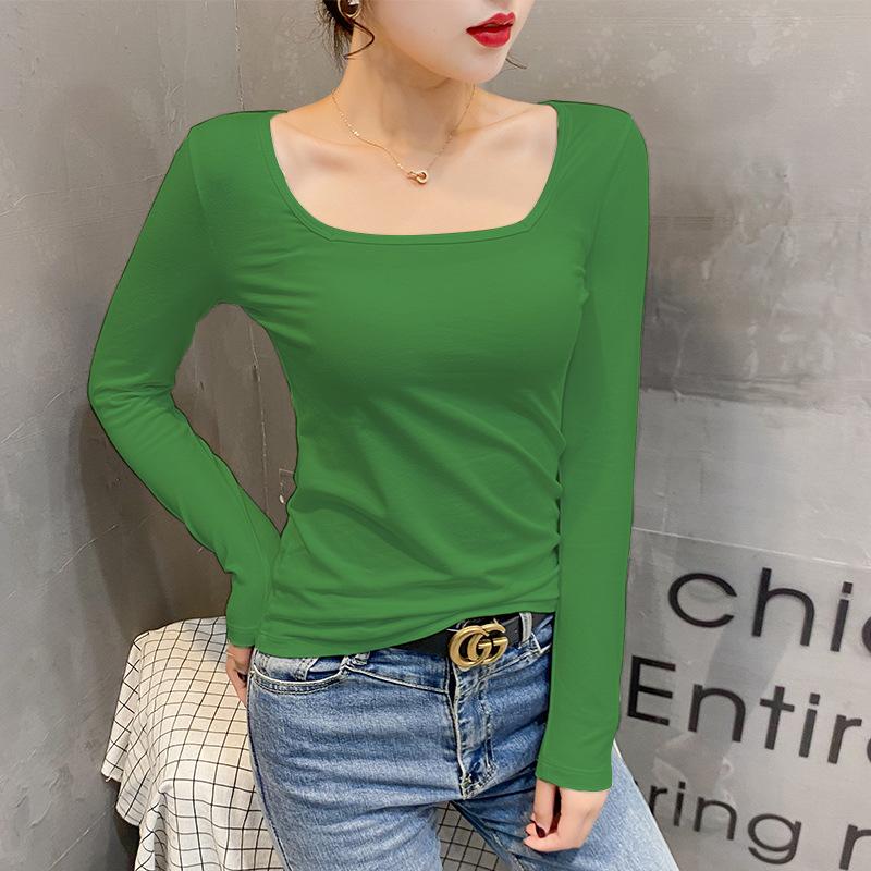 Черная футболка с длинным рукавом из чистого хлопка, осенне-зимний стиль, базовая футболка, приталенная и стройнящая, с темпераментом и элегантным квадратным вырезом. XXL зелёный
Черная футболка с длинным рукавом из чистого хлопка, осенне-зимний стиль, базовая футболка, приталенная и стройнящая, с темпераментом и элегантным квадратным вырезом. XXL зелёный