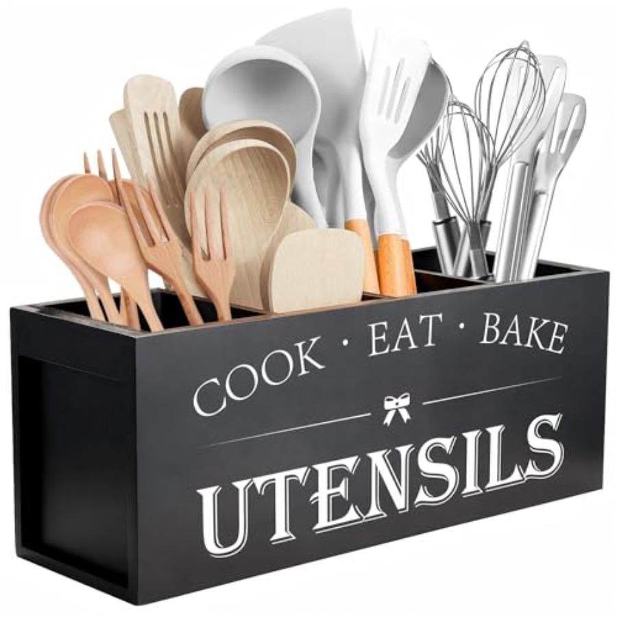 Extra Large Kitchen Utensils Holder with 4 Compartments Wooden Organizer for Countertop Farmhouse Rustic Decor Black United States
Extra Large Kitchen Utensils Holder with 4 Compartments Wooden Organizer for Countertop Farmhouse Rustic Decor Black United States