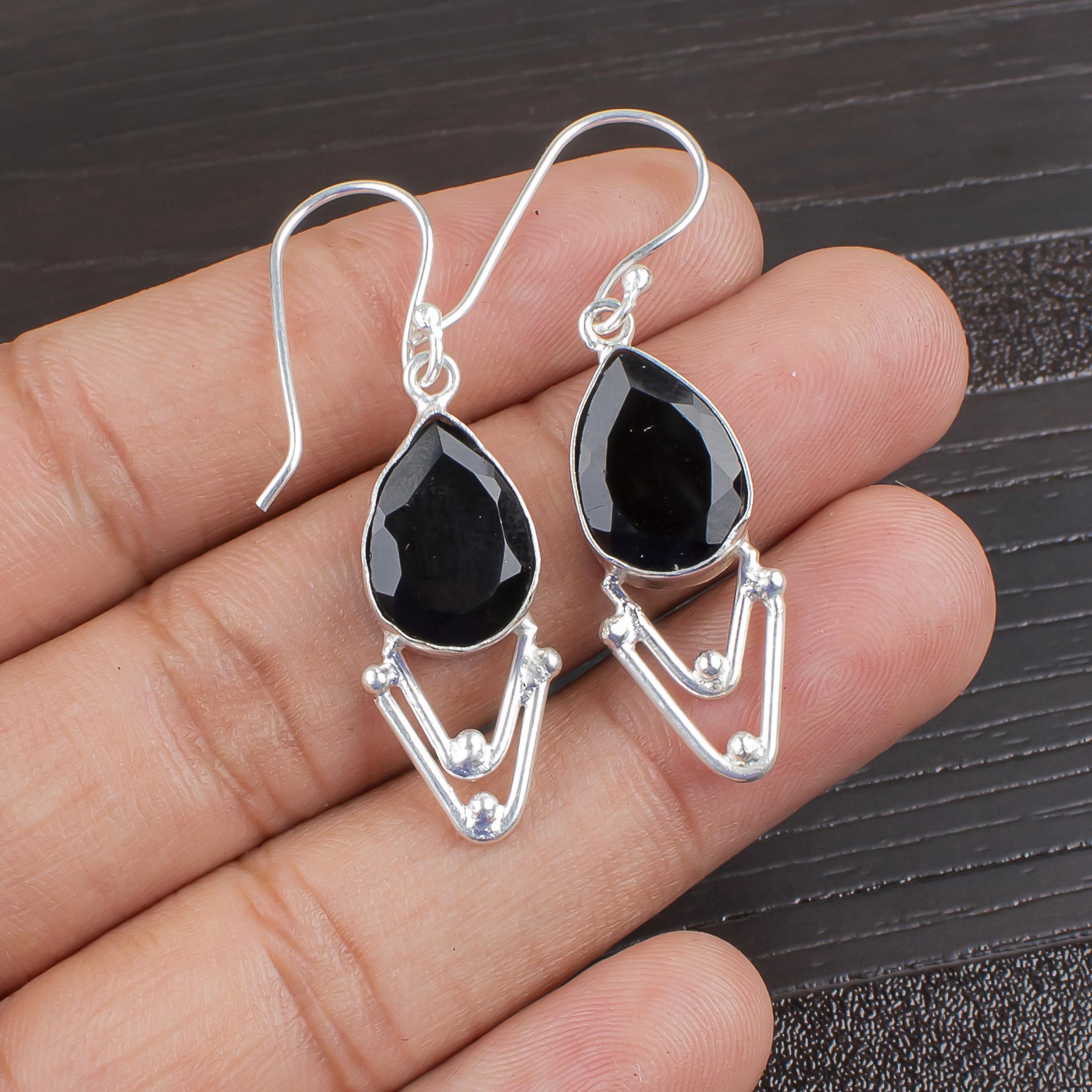 Серьги из граненого черного оникса, Ювелирные изделия из драгоценных камней из стерлингового серебра 925 пробы, Серьги ручной работы, На День благодарения 1.90 Inches чёрный
Серьги из граненого черного оникса, Ювелирные изделия из драгоценных камней из стерлингового серебра 925 пробы, Серьги ручной работы, На День благодарения 1.90 Inches чёрный