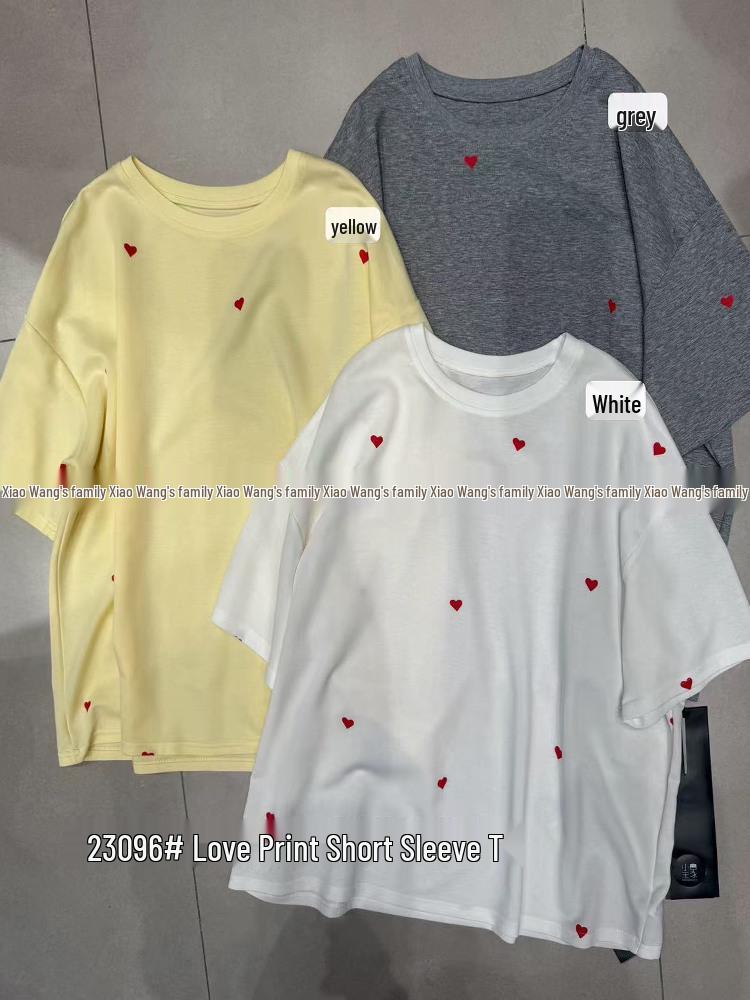 Xiao Wang s Summer Korean-Style Heart Print Plus Size Casual T-Shirt One Size білий
Xiao Wang s Summer Korean-Style Heart Print Plus Size Casual T-Shirt One Size білий
