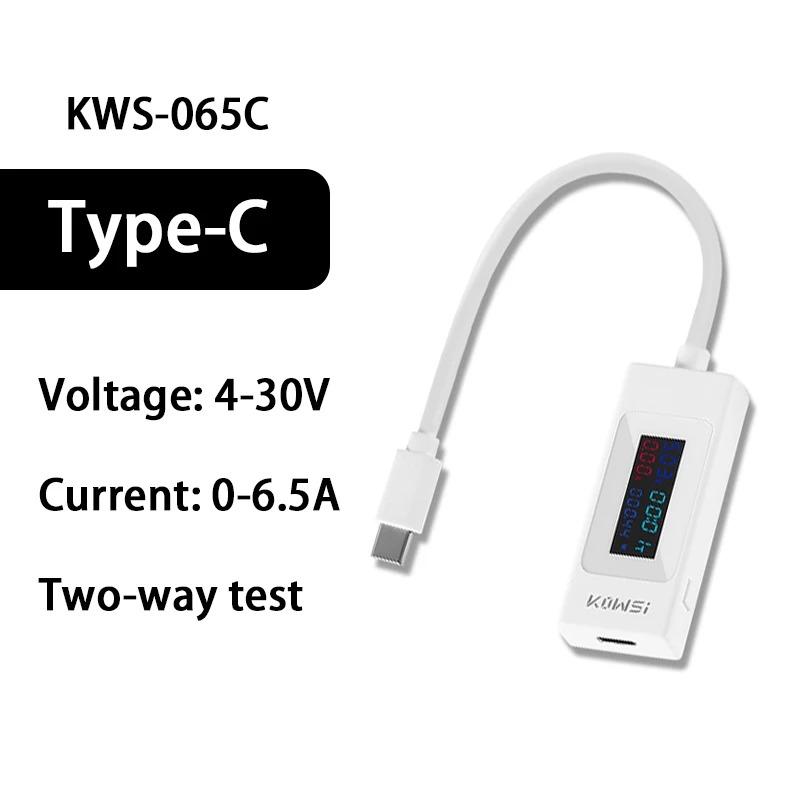 4-30V 0-6.5A Voltage Current Meter Type-C Tester KWS-065C KWS-066C Power Meter Color Screen Cell Phone Battery Capacity Monitor
4-30V 0-6.5A Voltage Current Meter Type-C Tester KWS-065C KWS-066C Power Meter Color Screen Cell Phone Battery Capacity Monitor