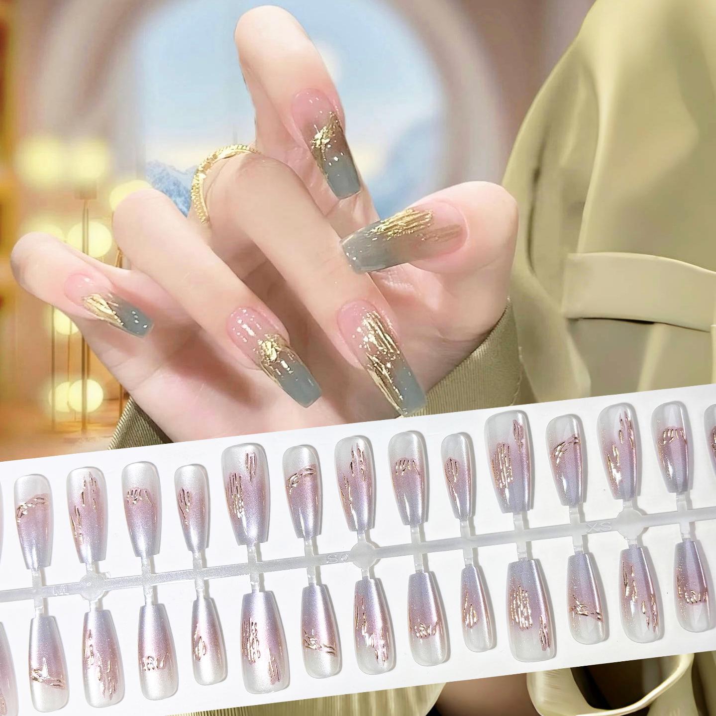 Mature Woman Fairy Spirit Gray-Purple Gradient Wearable Nails: 30-Piece Gilded Cat Eye Gentle Niche Nail Art Patches
Mature Woman Fairy Spirit Gray-Purple Gradient Wearable Nails: 30-Piece Gilded Cat Eye Gentle Niche Nail Art Patches