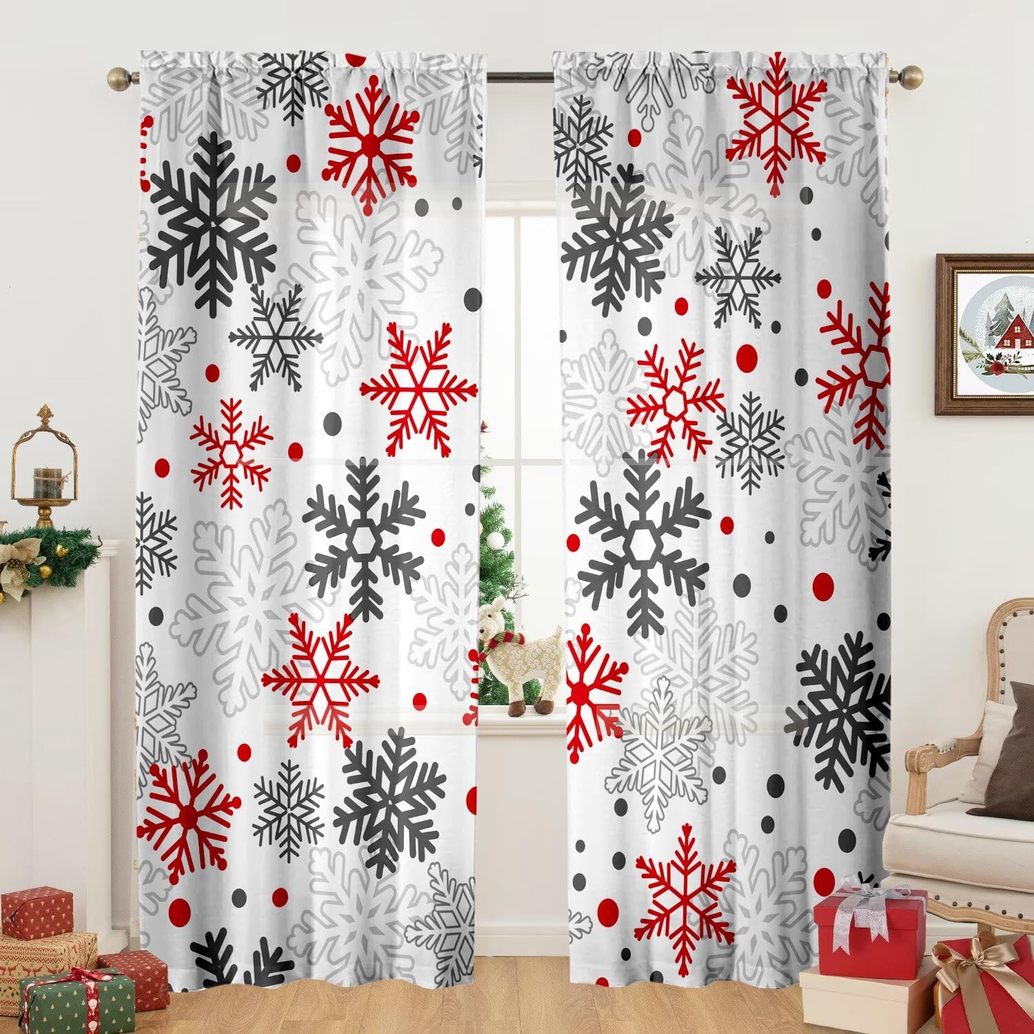 Christmas Curtains Living Room Snowflake Winter Xmas Snow Flake Drapes Holiday Semi Sheer Made Of Polyester Area Window Treatment W100*H130(CM)-Grommet top&2PCS
Christmas Curtains Living Room Snowflake Winter Xmas Snow Flake Drapes Holiday Semi Sheer Made Of Polyester Area Window Treatment W100*H130(CM)-Grommet top&2PCS