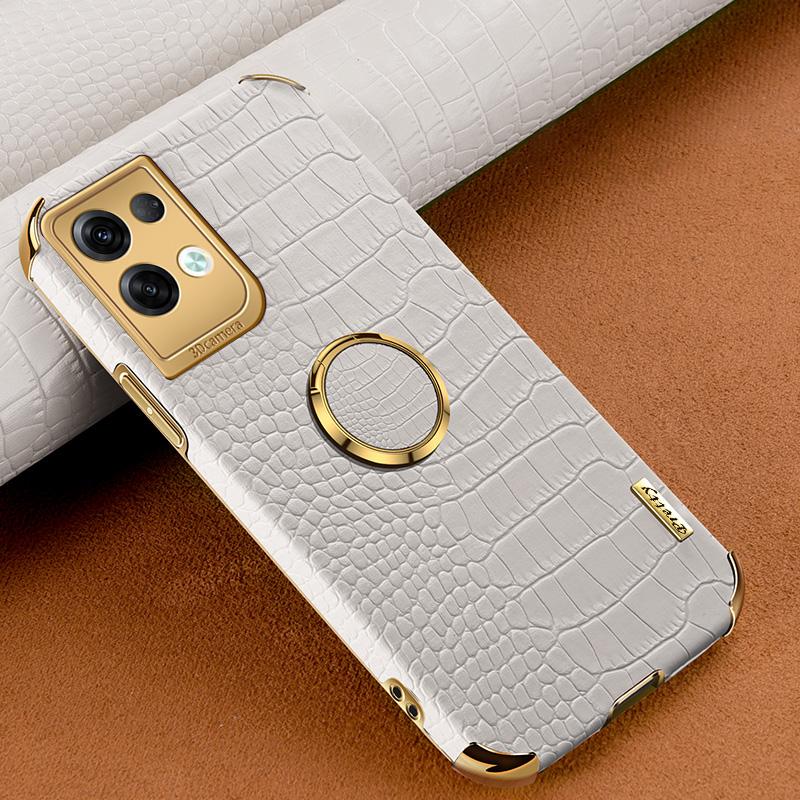 For Oppo Reno8 Pro 5G (Global Version) Crocodile Texture Leather Coated TPU Mobile Case 6D Electroplating Cover with Ring Kickstand White
For Oppo Reno8 Pro 5G (Global Version) Crocodile Texture Leather Coated TPU Mobile Case 6D Electroplating Cover with Ring Kickstand White