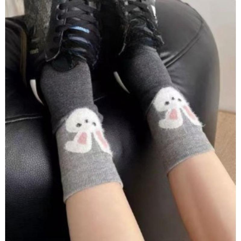Cute Rabbit Cartoon Plush Socks for Autumn and Winter. Two Girls Are Wearing Grey Pile Socks with Double Flared Lapels and Boneless Socks 1 pair
Cute Rabbit Cartoon Plush Socks for Autumn and Winter. Two Girls Are Wearing Grey Pile Socks with Double Flared Lapels and Boneless Socks 1 pair