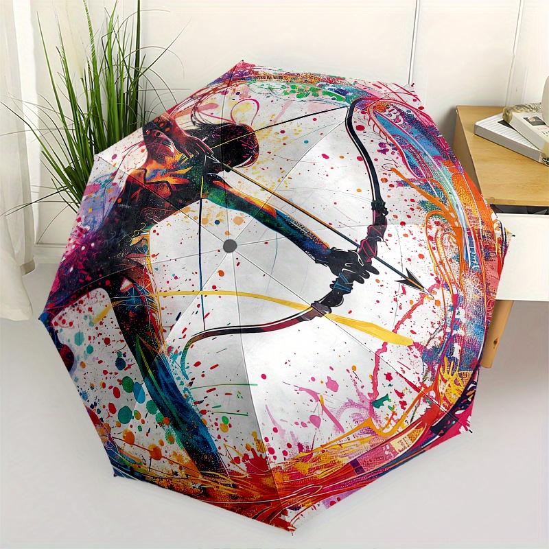 Archery, Abstract Art Automatic folding umbrella simple eight rib design, bright color pattern, durable iron frame, ideal for travel and ou
Archery, Abstract Art Automatic folding umbrella simple eight rib design, bright color pattern, durable iron frame, ideal for travel and ou