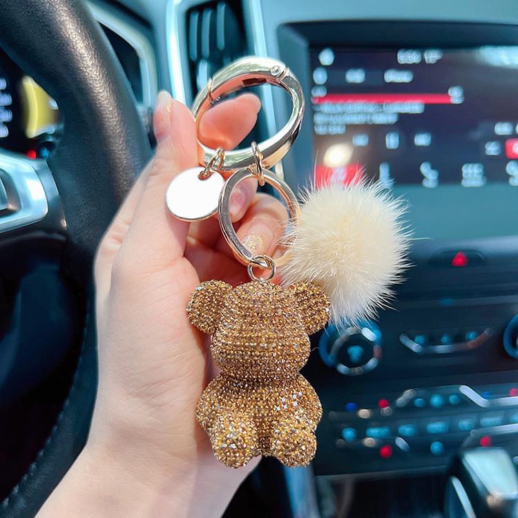 Новое поступление моды Брелок-мишка с кристаллами полной огранки Милый брелок для ключей от машины Подарок StyleL