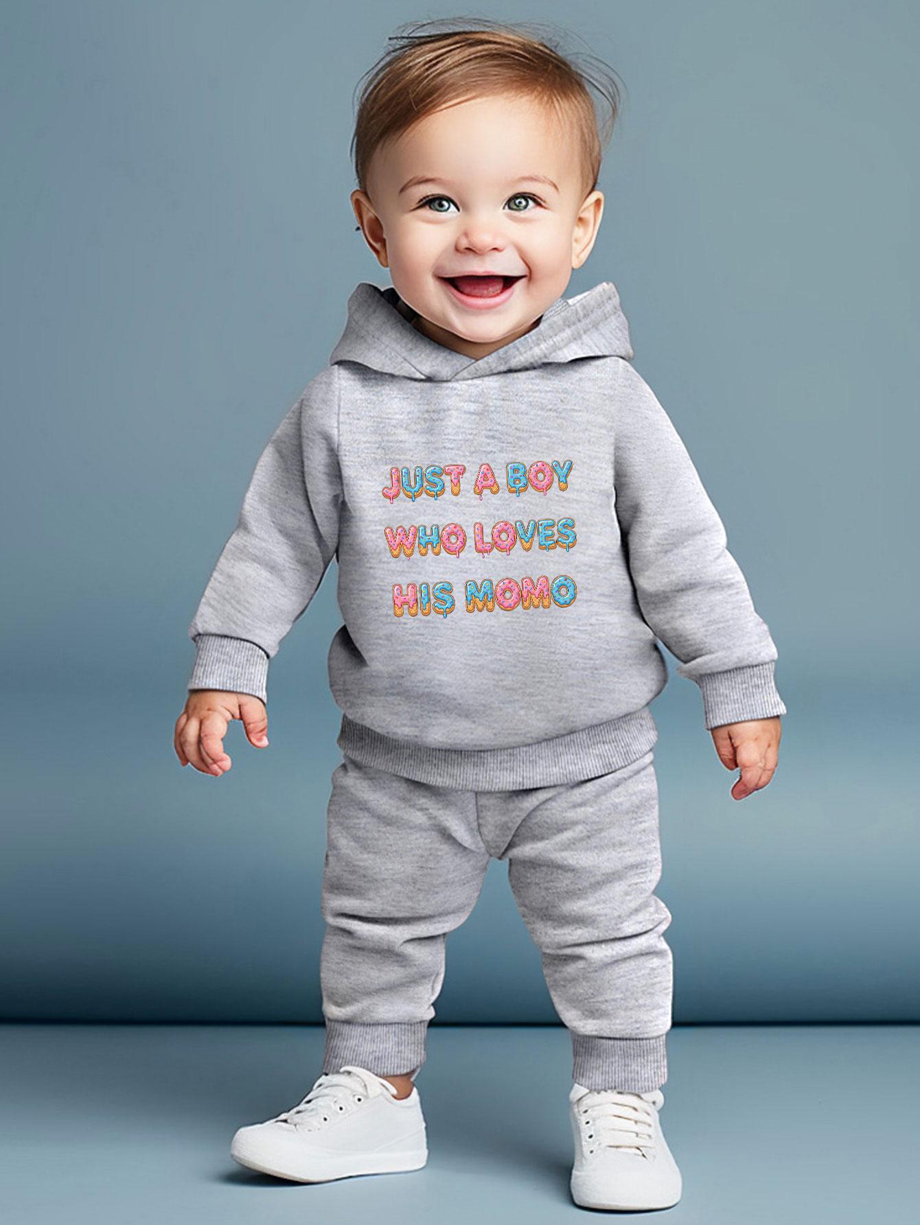 Boys casual two-piece set including a hooded top printed with fun patterns of a boy loving his mother and elastic waist cuffed trousers 6-9M серый
Boys casual two-piece set including a hooded top printed with fun patterns of a boy loving his mother and elastic waist cuffed trousers 6-9M серый