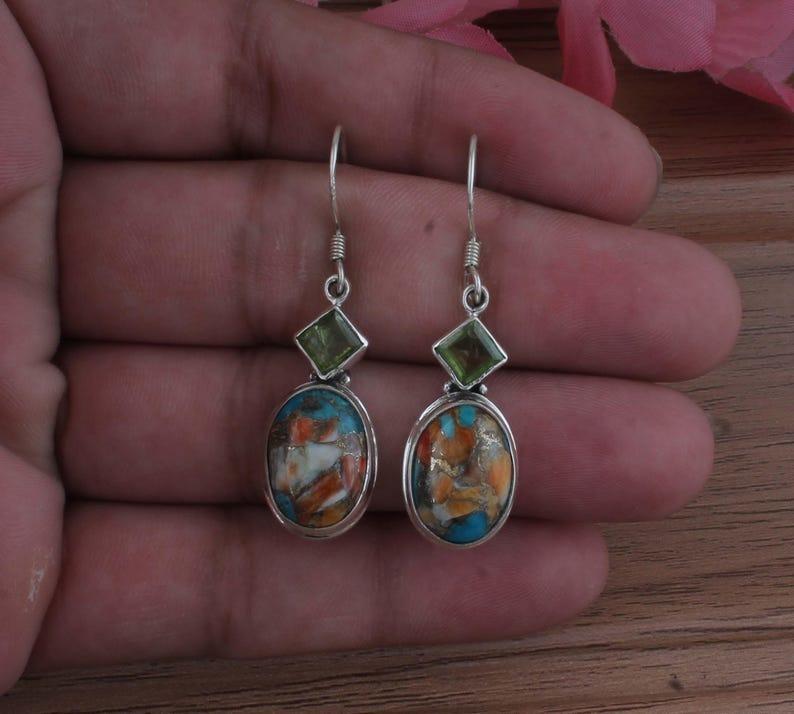 Oyster Copper Turquoise & Peridot Gemstone Women Dangle Drop Earring, Handmade Earrings, Boho Jewelry, 925 Silver Earring
Oyster Copper Turquoise & Peridot Gemstone Women Dangle Drop Earring, Handmade Earrings, Boho Jewelry, 925 Silver Earring