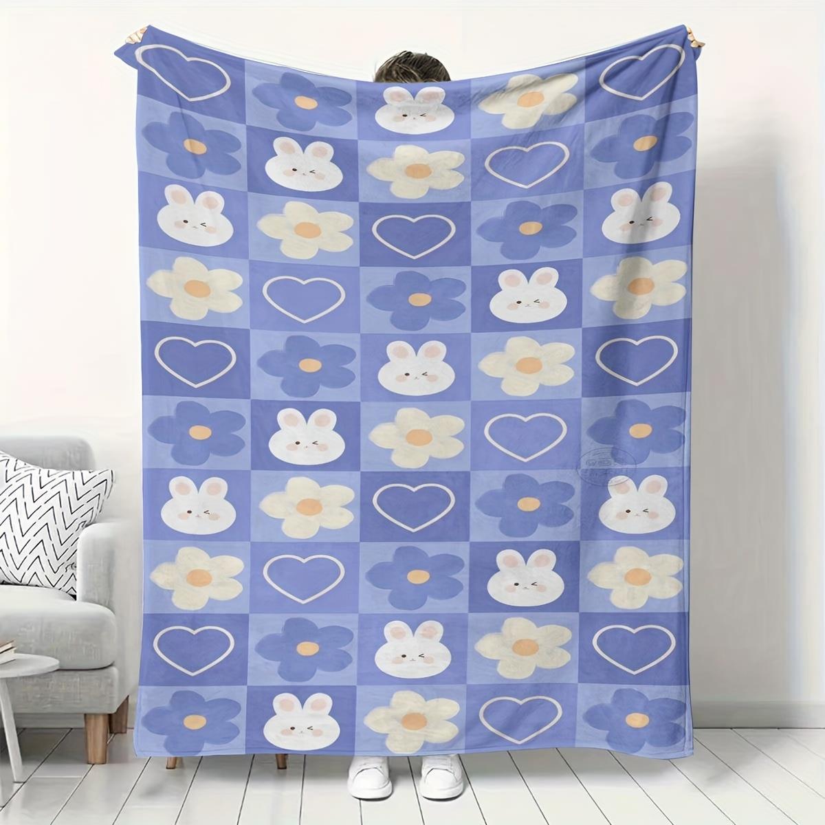 1pc Cute bunny and flower pattern blanket polyester fabric machine washable suitable for bedroom and living room décor 75x100cm
1pc Cute bunny and flower pattern blanket polyester fabric machine washable suitable for bedroom and living room décor 75x100cm