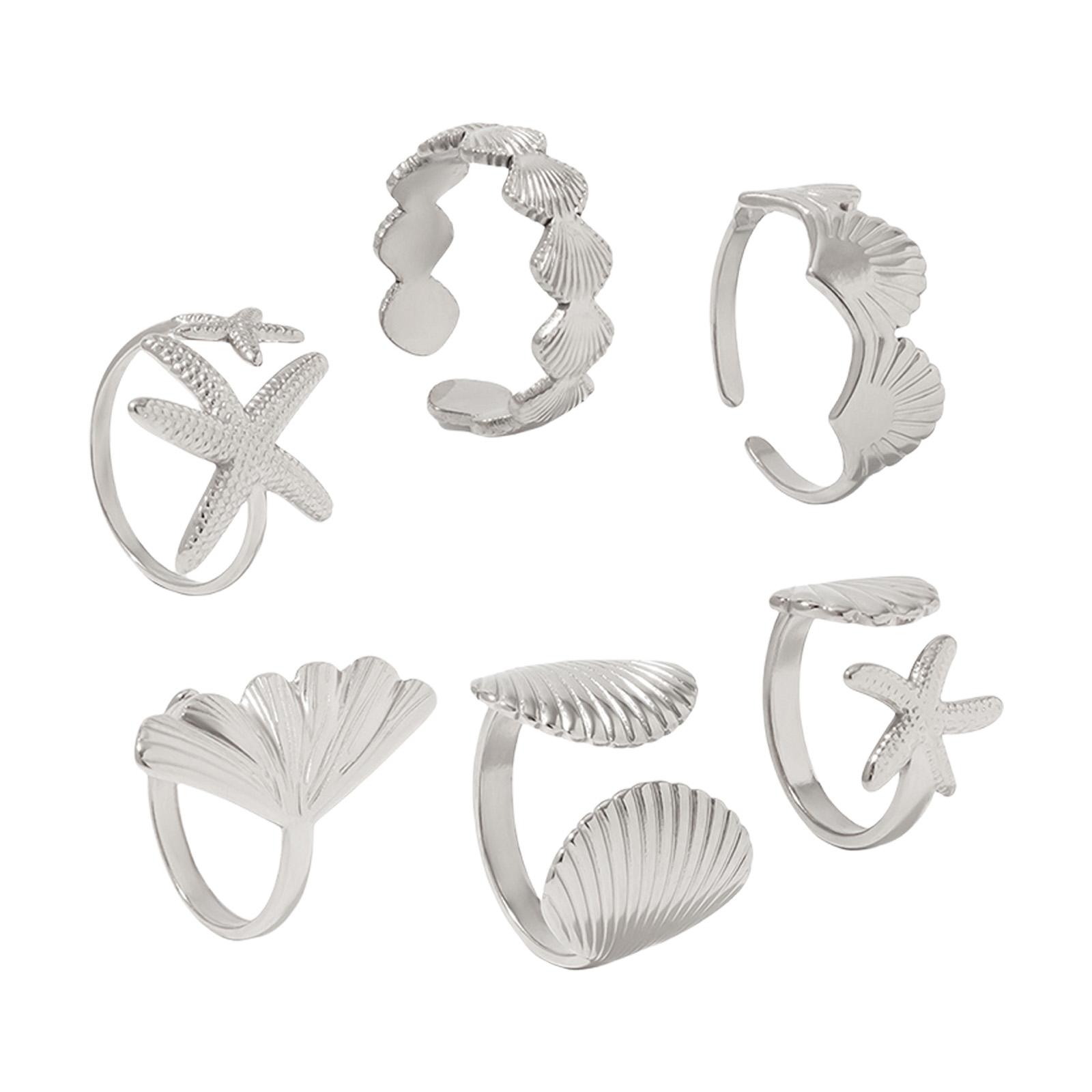 6 Pieces Shell Starfish Adjustable Rings Set Ocean Vacation Jewelry Gift for Her Trendy Stackable Rings for Daily Wear серебряный
6 Pieces Shell Starfish Adjustable Rings Set Ocean Vacation Jewelry Gift for Her Trendy Stackable Rings for Daily Wear серебряный