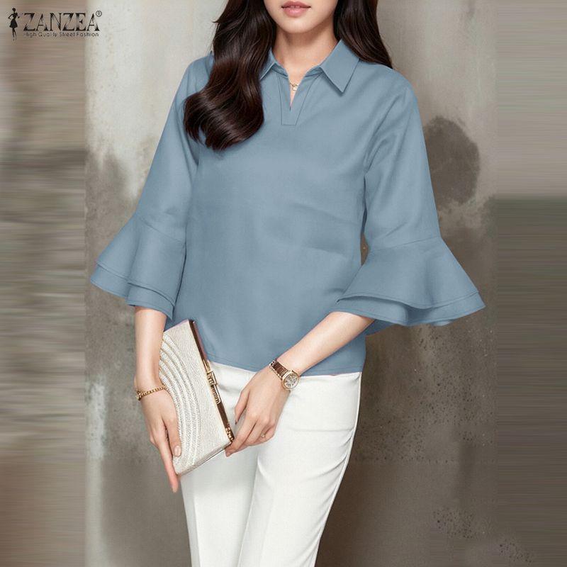 Жіноча повсякденна однотонна блузка з відкладним коміром ZANZEA з рукавом 3/4 4XL
Жіноча повсякденна однотонна блузка з відкладним коміром ZANZEA з рукавом 3/4 4XL
