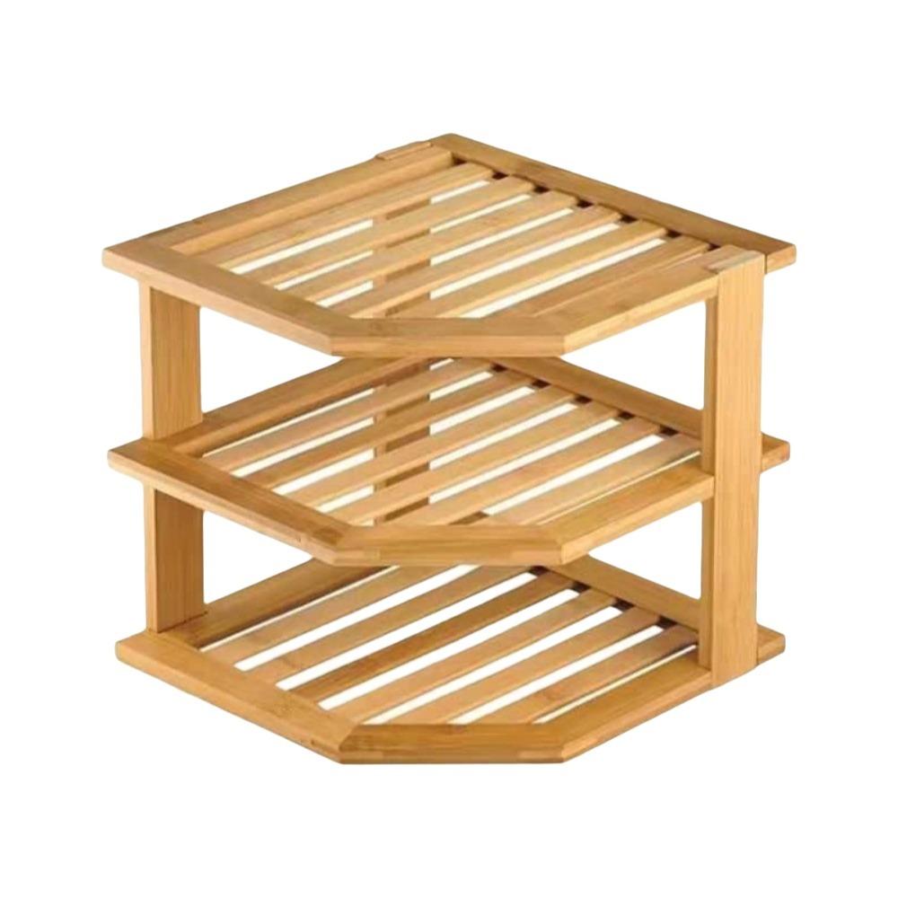 Large Capacity 3 Tier Bamboo Corner Shelf Simple Space Saving Spice Jars Storage Rack Stable Bread Display Rack
Large Capacity 3 Tier Bamboo Corner Shelf Simple Space Saving Spice Jars Storage Rack Stable Bread Display Rack