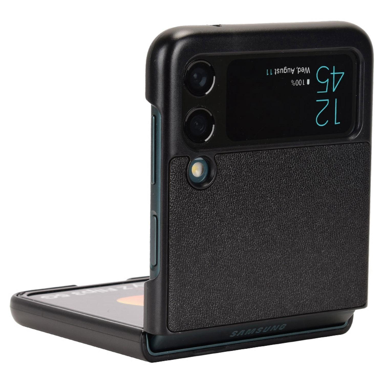 For Samsung Galaxy Z Flip3 5G Shockproof Phone Cover Textured PU Leather Coated PC Protective Phone Case Black
For Samsung Galaxy Z Flip3 5G Shockproof Phone Cover Textured PU Leather Coated PC Protective Phone Case Black