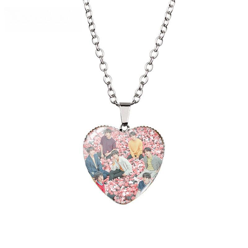BTS Heart Pendant Necklace, Bangtan Boys Group Photo Pink Flower Field Photo Necklace, Kpop ARMY Fans Jewelry Gift BTS
BTS Heart Pendant Necklace, Bangtan Boys Group Photo Pink Flower Field Photo Necklace, Kpop ARMY Fans Jewelry Gift BTS