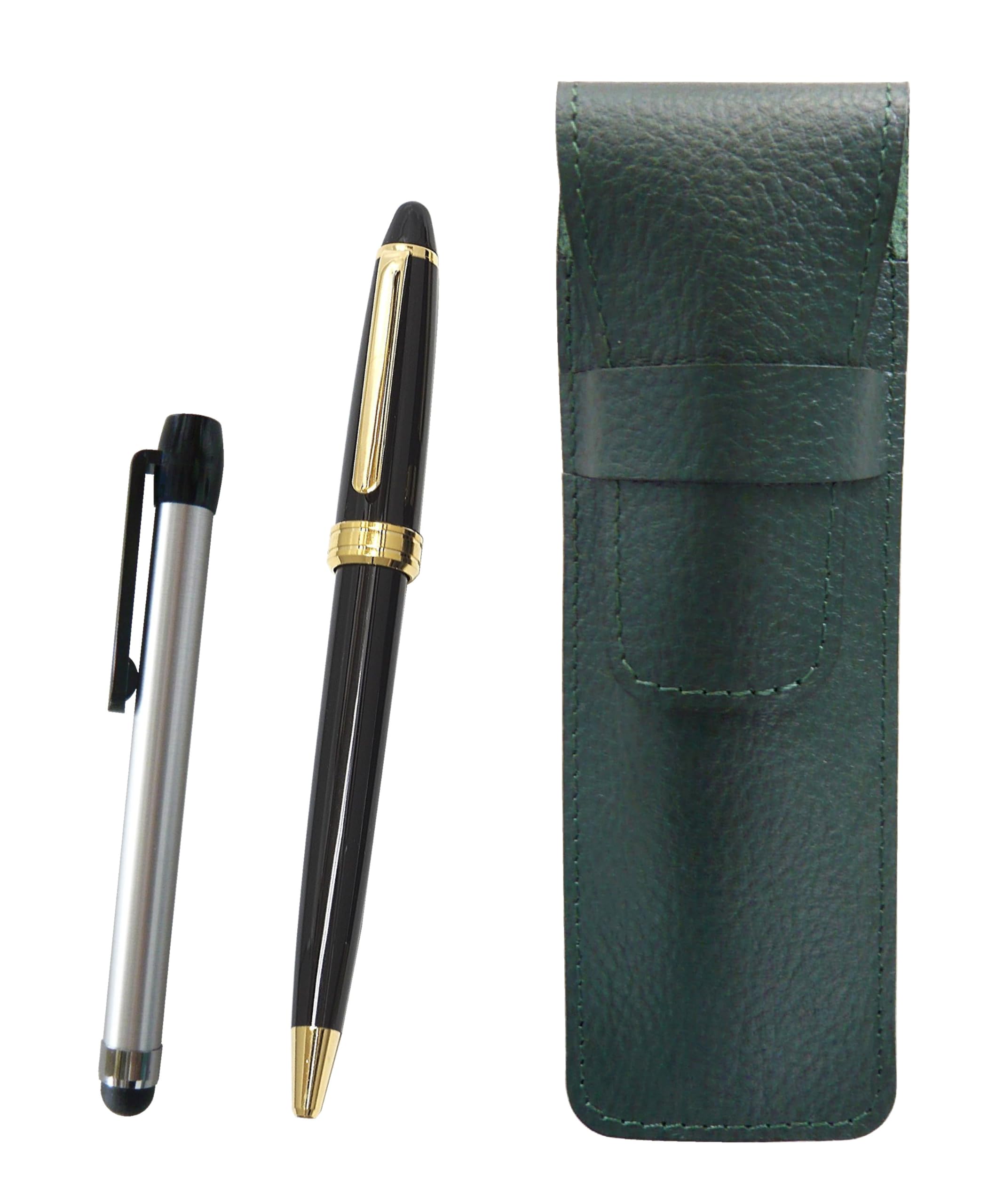 2 Pack Grained Leather Pencil Case Moss Green Metal Touch Silver Bar and Neo Ballpoint Pen Set Black D-600 SASMG-ALST-600B-B-2
2 Pack Grained Leather Pencil Case Moss Green Metal Touch Silver Bar and Neo Ballpoint Pen Set Black D-600 SASMG-ALST-600B-B-2
