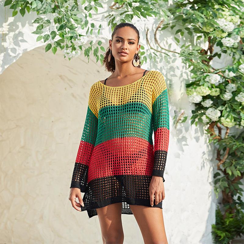 EDOLYNSA женское вязаное мини-платье с длинными рукавами и цветной сеткой, повседневное платье-свитер, лето 2023, платье-майка Q1551
EDOLYNSA женское вязаное мини-платье с длинными рукавами и цветной сеткой, повседневное платье-свитер, лето 2023, платье-майка Q1551