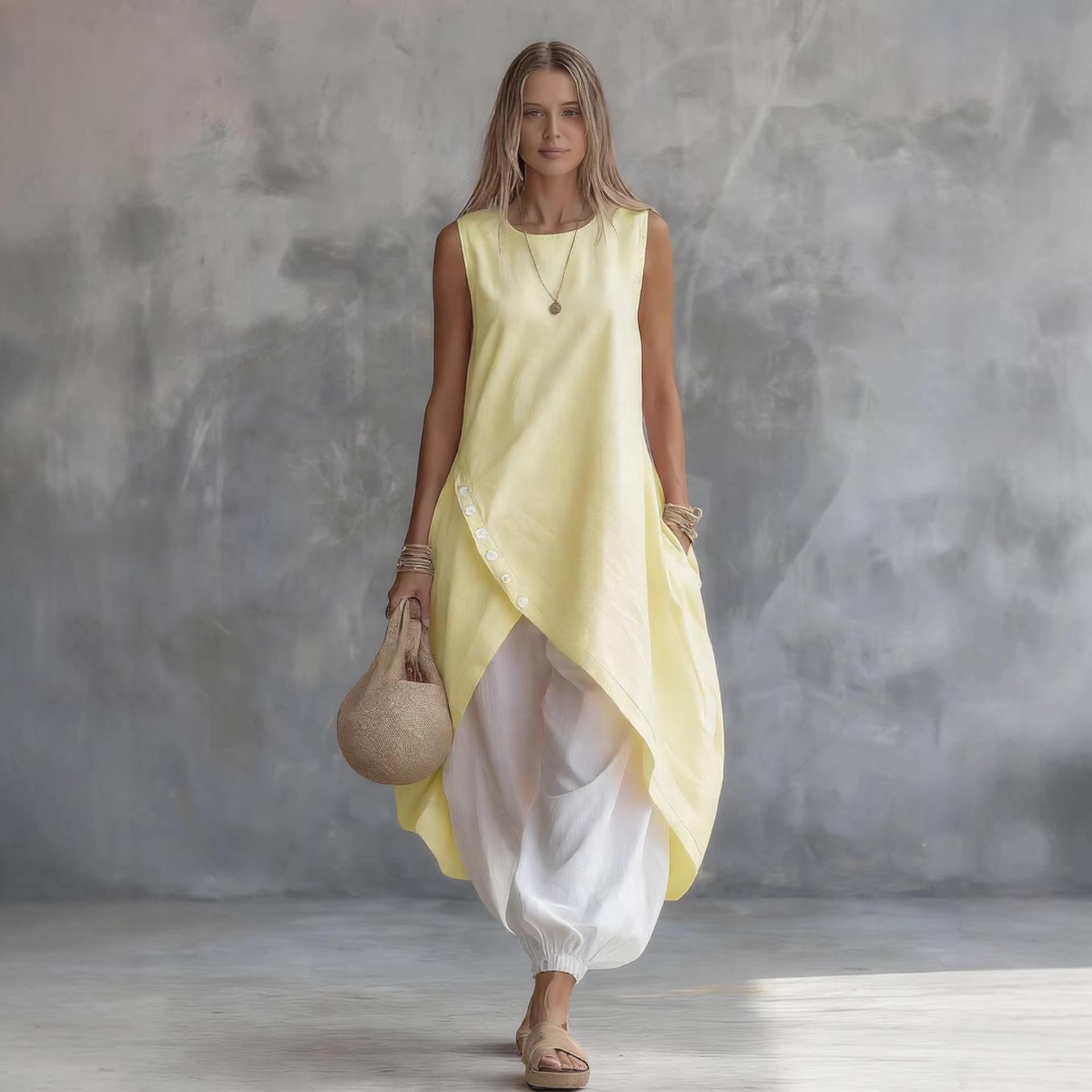 2026 Solid Color Sleeveless Loose Midi Skirt Set with Patch Pockets Extra Large
2026 Solid Color Sleeveless Loose Midi Skirt Set with Patch Pockets Extra Large
