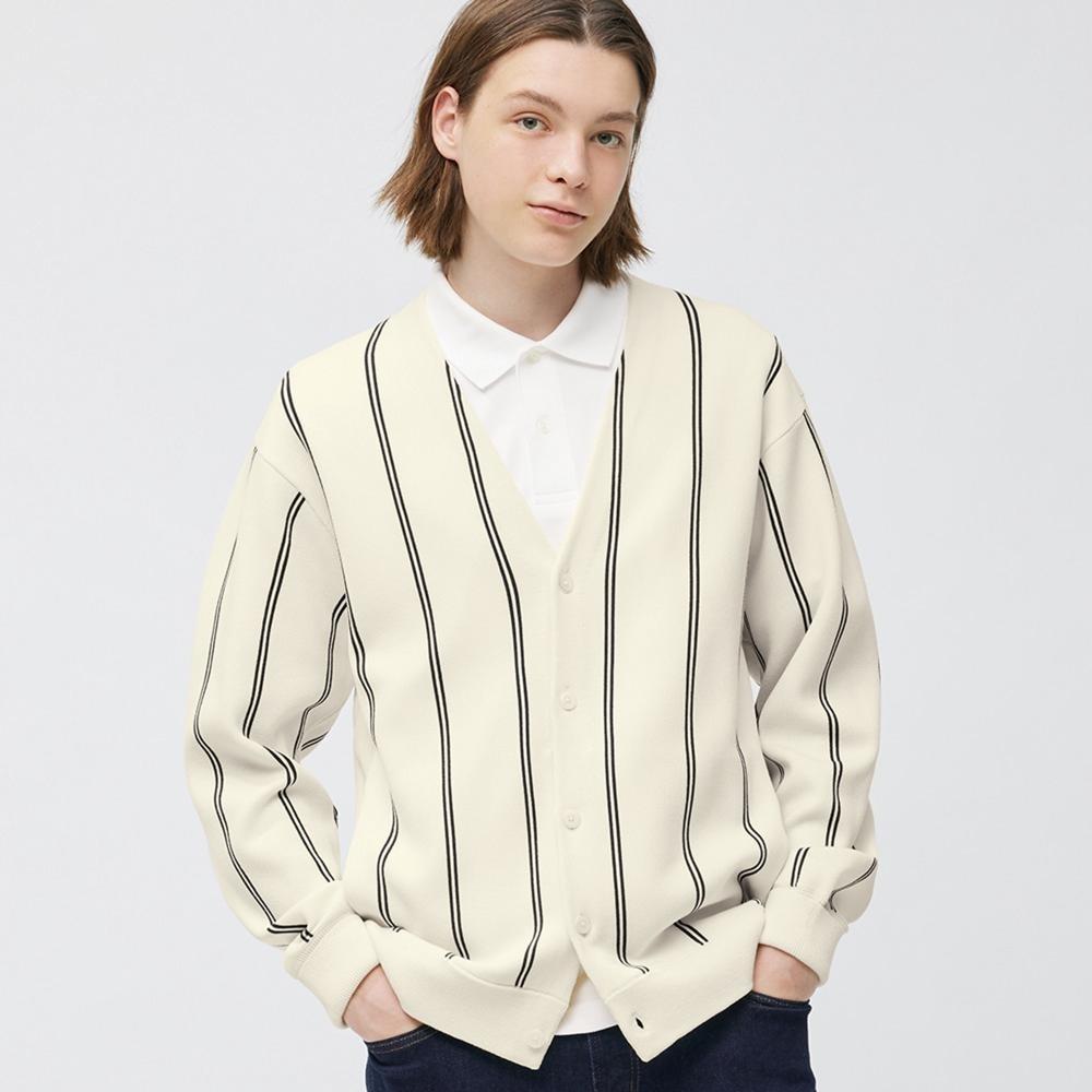 Моющийся кардиган GU by Uniqlo в полоску с длинными рукавами 
Моющийся кардиган GU by Uniqlo в полоску с длинными рукавами