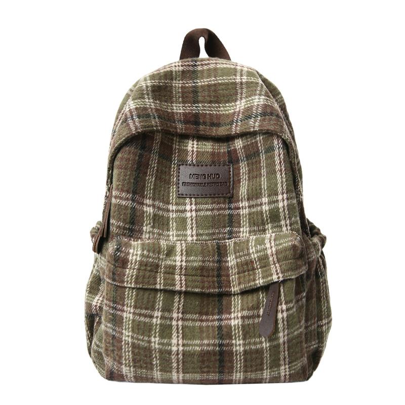 Вовняний картатий студентський шкільний рюкзак великої місткості для подорожей Large хакі/зелений
Вовняний картатий студентський шкільний рюкзак великої місткості для подорожей Large хакі/зелений