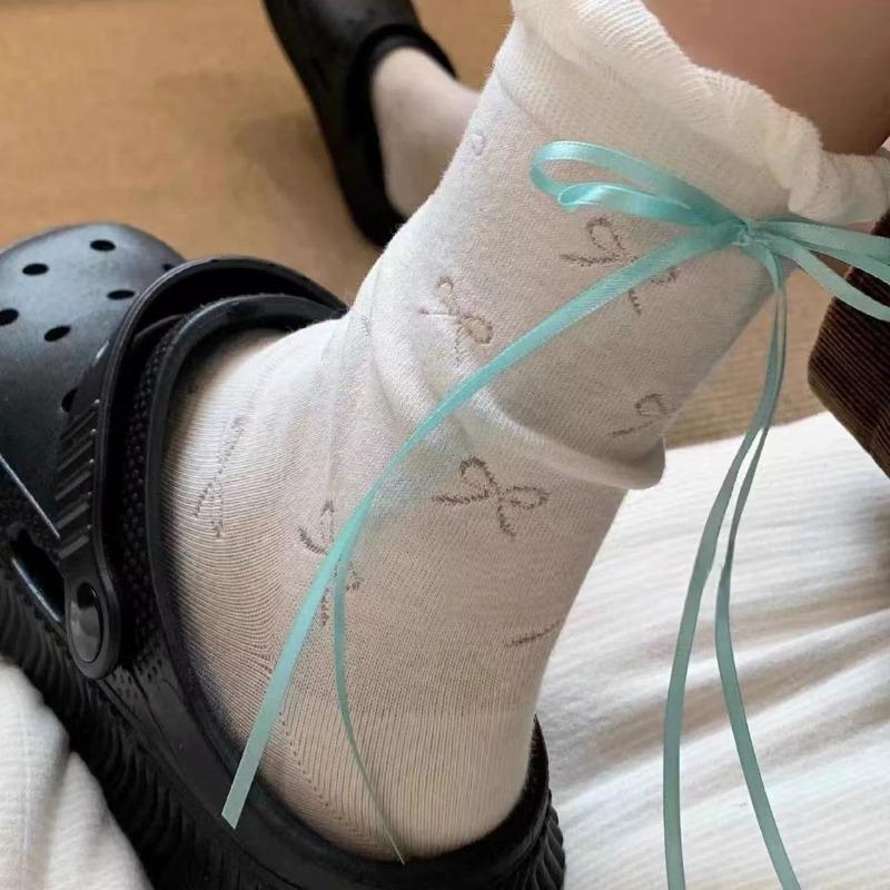 Girl Spring and Summer Sweet Bow Mesh Heel Ribbon Design Bubble Mouth Lace In The Tube Pile Socks 1 pair
Girl Spring and Summer Sweet Bow Mesh Heel Ribbon Design Bubble Mouth Lace In The Tube Pile Socks 1 pair