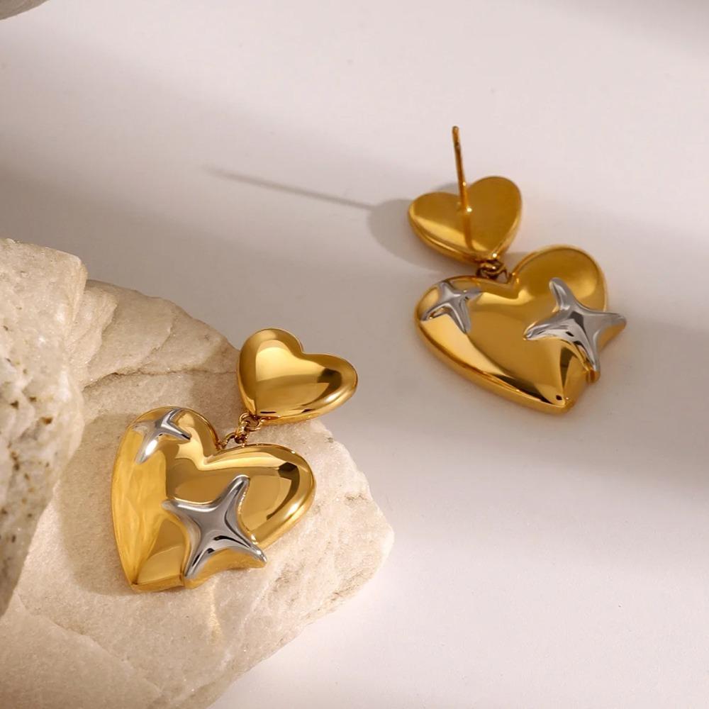 18K Women Earrings Exaggerated Stud Earrings Exquisite Double Love Heart Drop Earrings Party
18K Women Earrings Exaggerated Stud Earrings Exquisite Double Love Heart Drop Earrings Party