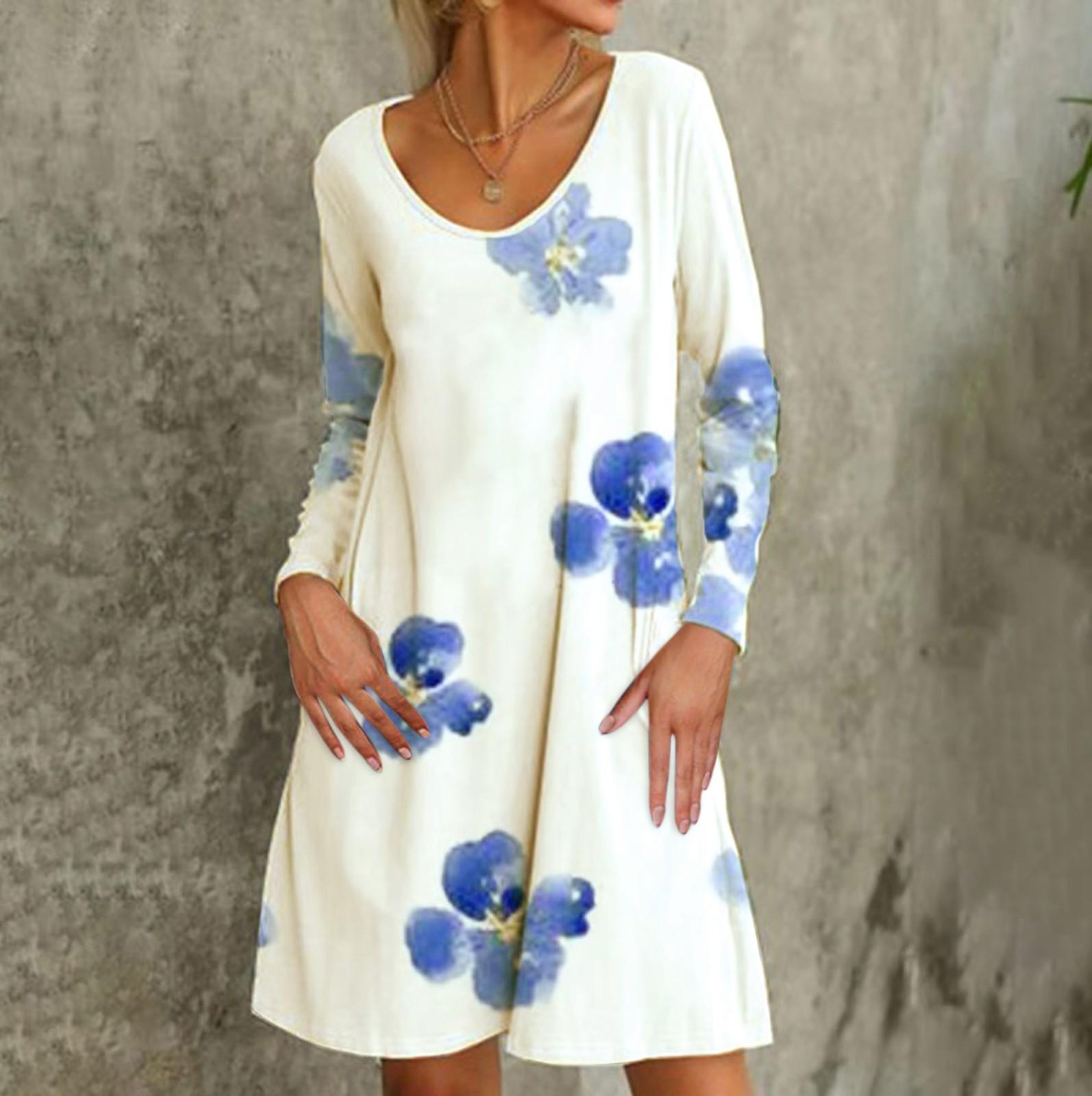 Женское платье с длинным рукавом с цветочным принтом и карманом с V-образным вырезом, женское повседневное платье XL синий
Женское платье с длинным рукавом с цветочным принтом и карманом с V-образным вырезом, женское повседневное платье XL синий