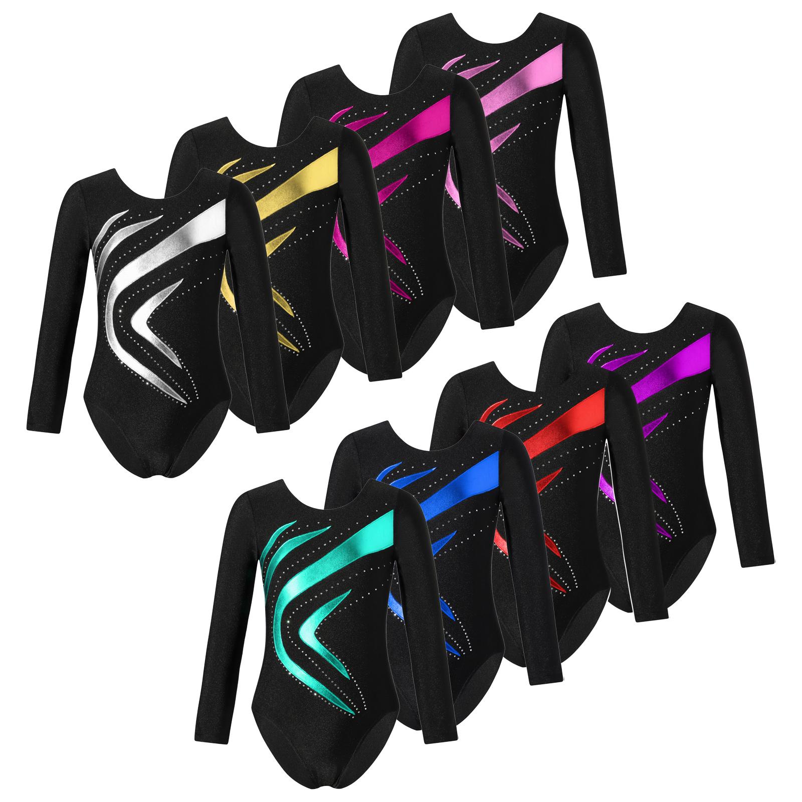 Дитячий танцювальний купальник з довгим рукавом, круглим вирізом, блискучими стразами, бронзовою тканиною, печворком, приталеного дизайну 5-6 Years фіолетовий 
Дитячий танцювальний купальник з довгим рукавом, круглим вирізом, блискучими стразами, бронзовою тканиною, печворком, приталеного дизайну 5-6 Years фіолетовий