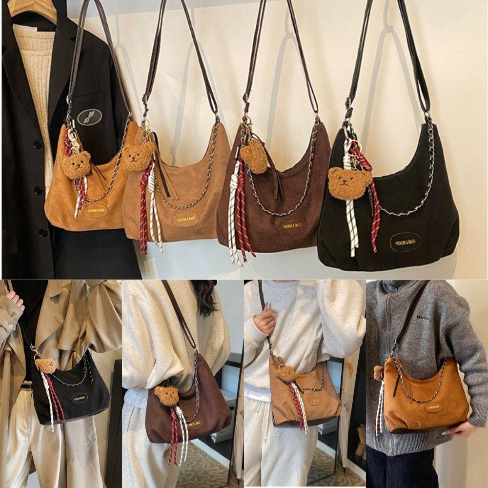 Single Shoulder Shoulder Crossbody Bag Solid Color Shoulder Bag Cartoon Women s Bag Girl With Pendant-Brown
Single Shoulder Shoulder Crossbody Bag Solid Color Shoulder Bag Cartoon Women s Bag Girl With Pendant-Brown