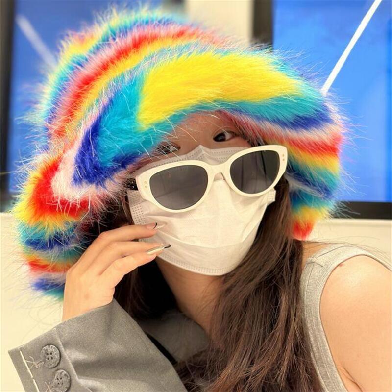 Rainbow patchwork multi-color trendy autumn and winter European and American street style faux fur fisherman hat, warm bucket hat that makes the face M(56-58cm)
Rainbow patchwork multi-color trendy autumn and winter European and American street style faux fur fisherman hat, warm bucket hat that makes the face M(56-58cm)