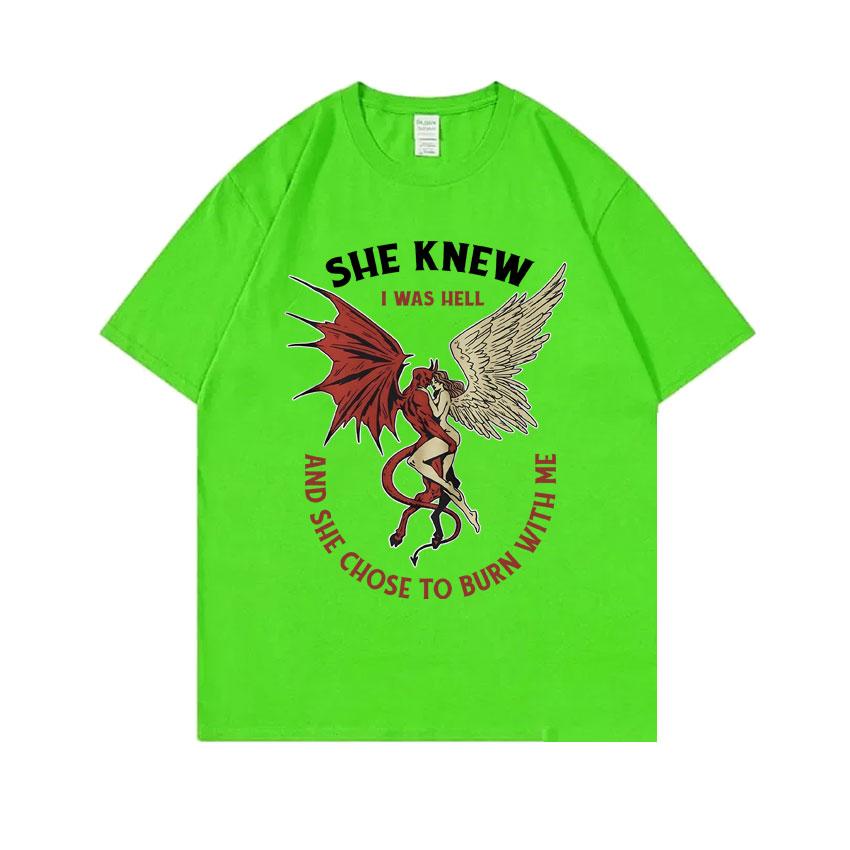 She Knew I Was Hell and She Chose To Burn with Me Angel and Demon Vintage Graphic Tshirt Unisex Women Fashion Oversized T Shirts 4XL
She Knew I Was Hell and She Chose To Burn with Me Angel and Demon Vintage Graphic Tshirt Unisex Women Fashion Oversized T Shirts 4XL