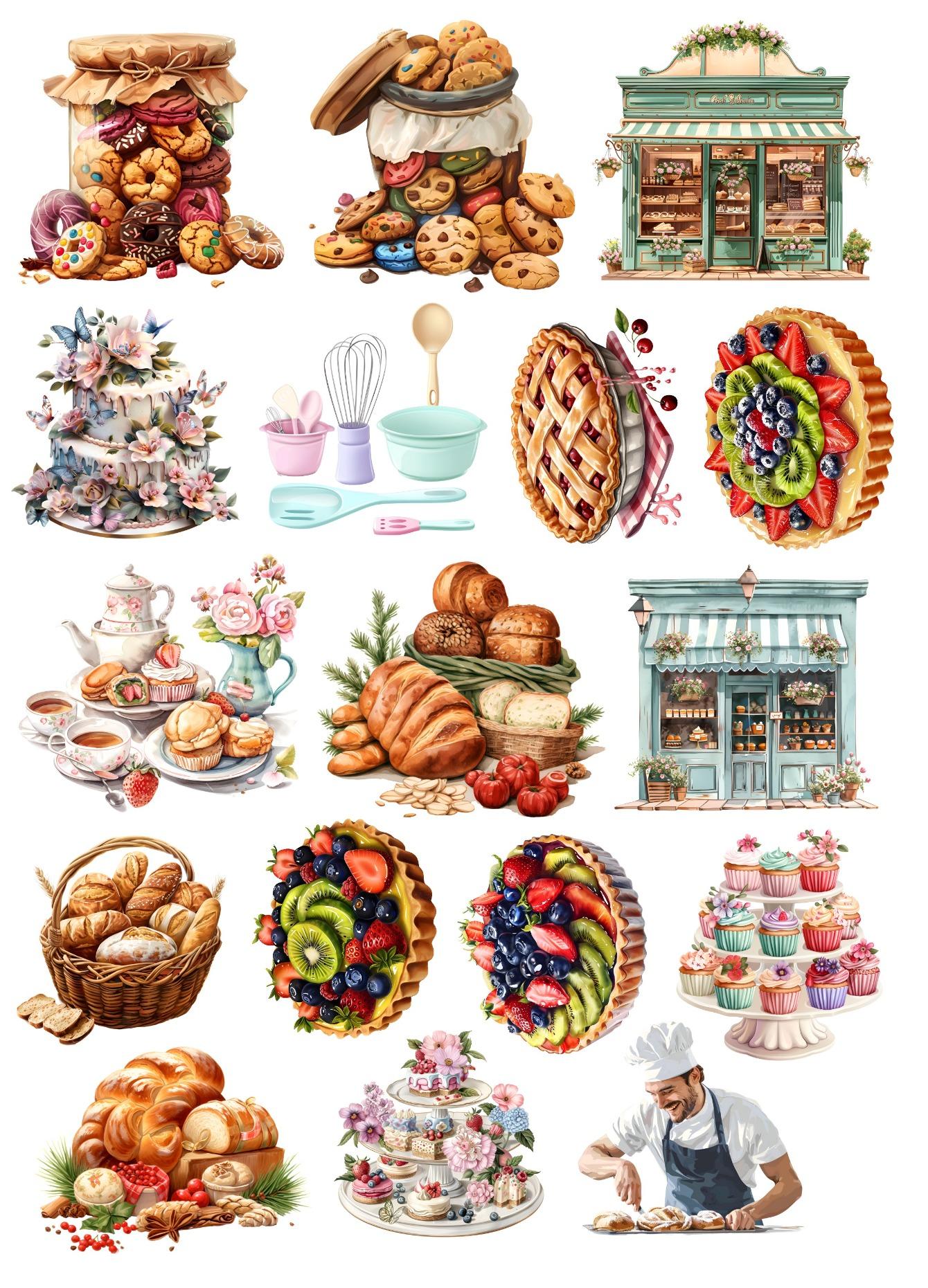 17pcs Creative Self-made Watercolor Bakery Bread Making Dessert Cake Stickers/ Beautiful /Decorative DIY Craft Photo Albums білий
17pcs Creative Self-made Watercolor Bakery Bread Making Dessert Cake Stickers/ Beautiful /Decorative DIY Craft Photo Albums білий