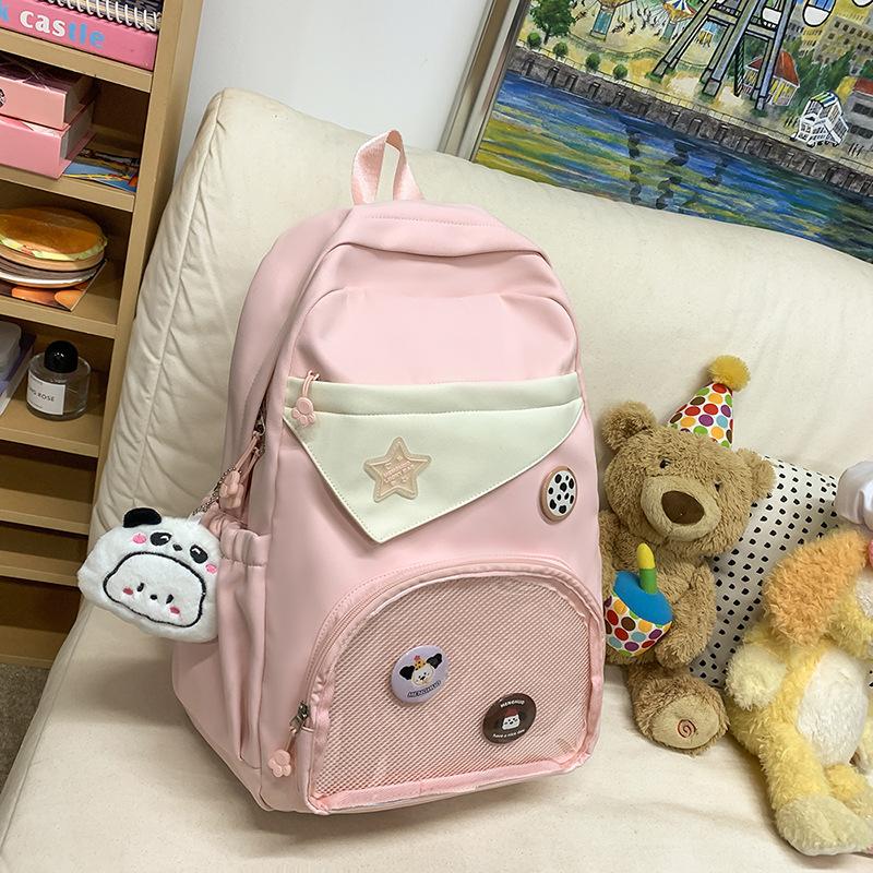 schoolbag, female college student, Japanese transparent pain bag, backpack, large-capacity high school student travel backpack single bag (send badge and tie board) розовый
schoolbag, female college student, Japanese transparent pain bag, backpack, large-capacity high school student travel backpack single bag (send badge and tie board) розовый