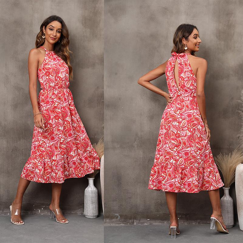 Women Elegant Sleeveless Halter Hollow Out Print Midi Long Dress Bride Bridesmaids Wedding Party Gowns
Women Elegant Sleeveless Halter Hollow Out Print Midi Long Dress Bride Bridesmaids Wedding Party Gowns